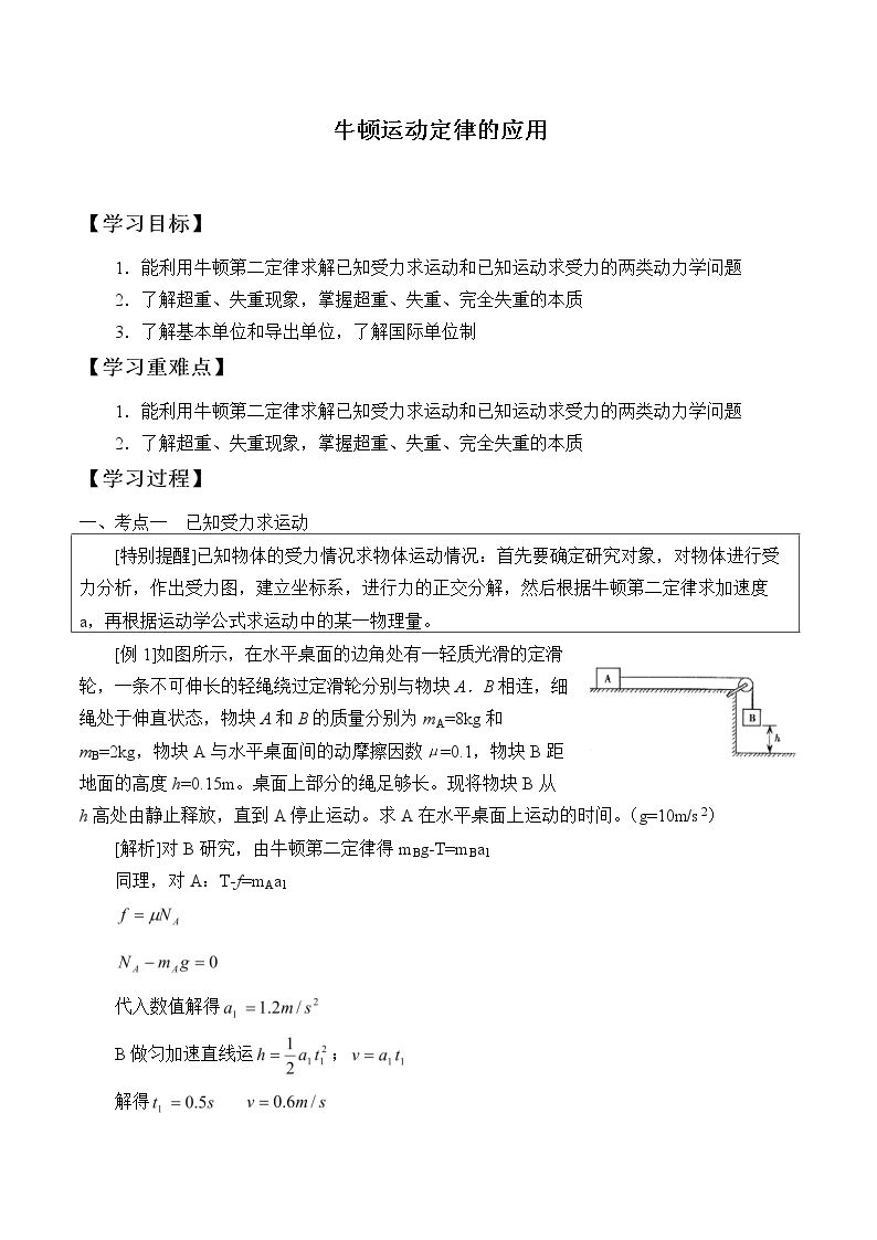 牛顿运动定律的应用_学案1