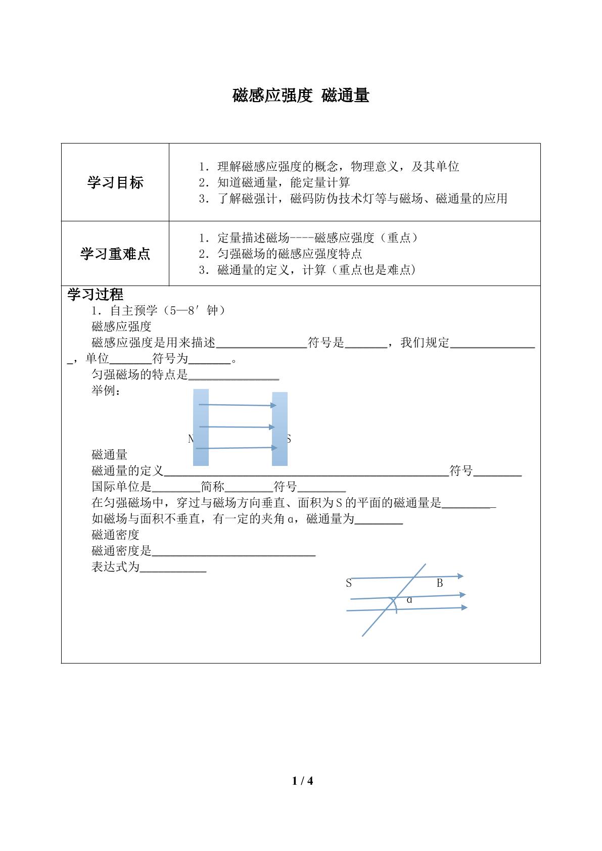 磁感应强度 磁通量_学案1