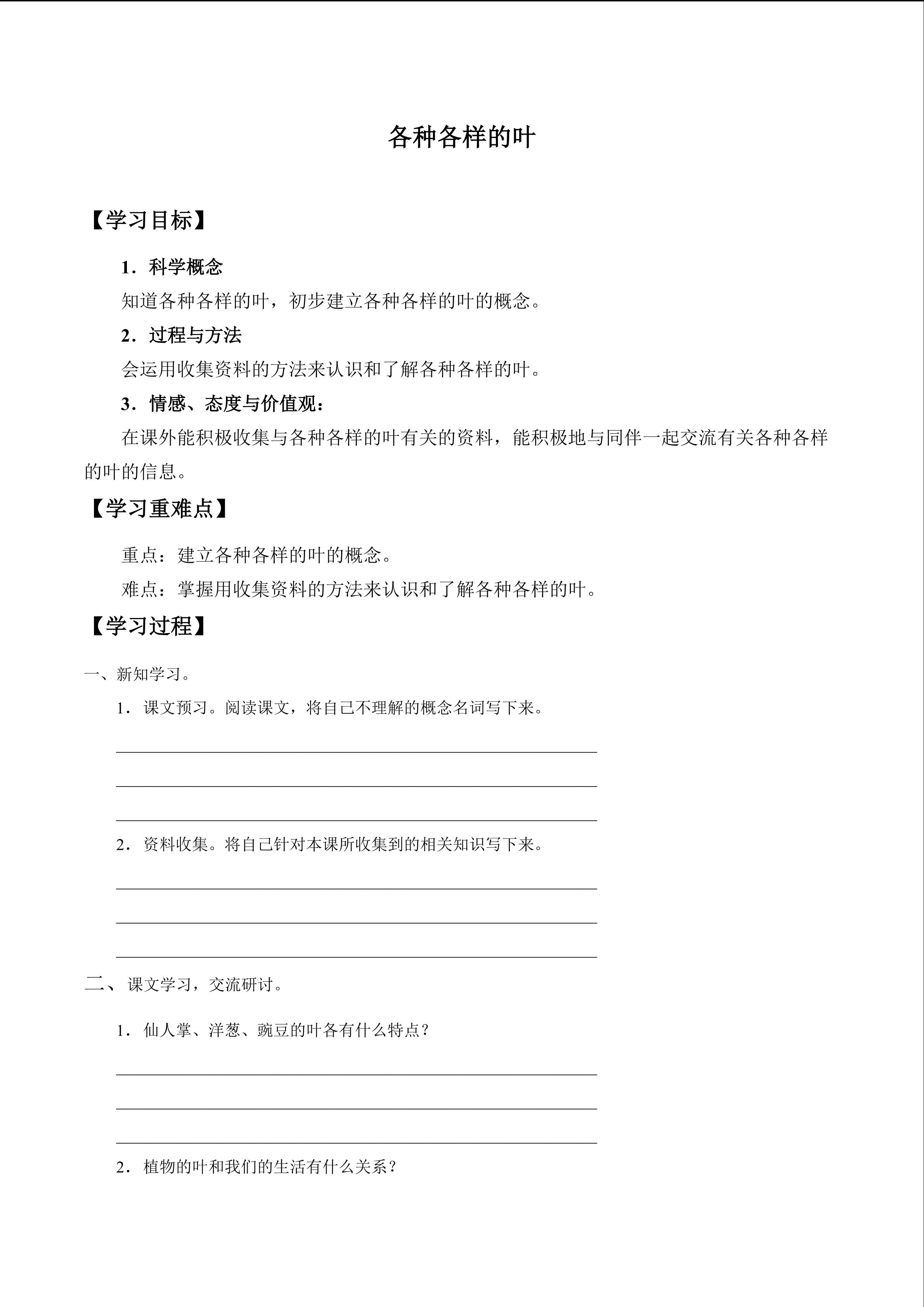 各种各样的叶