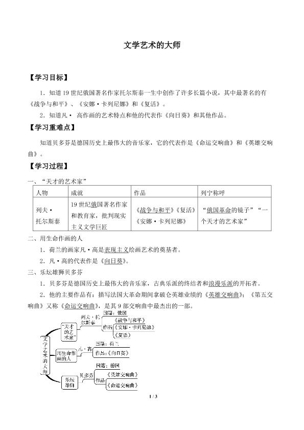 文学艺术的大师_学案2