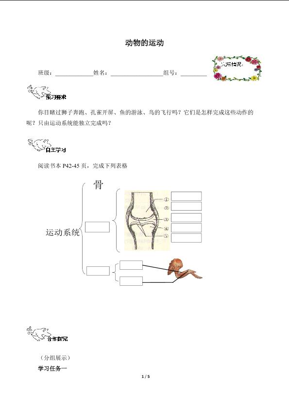 动物的运动（含答案） 精品资源_学案1