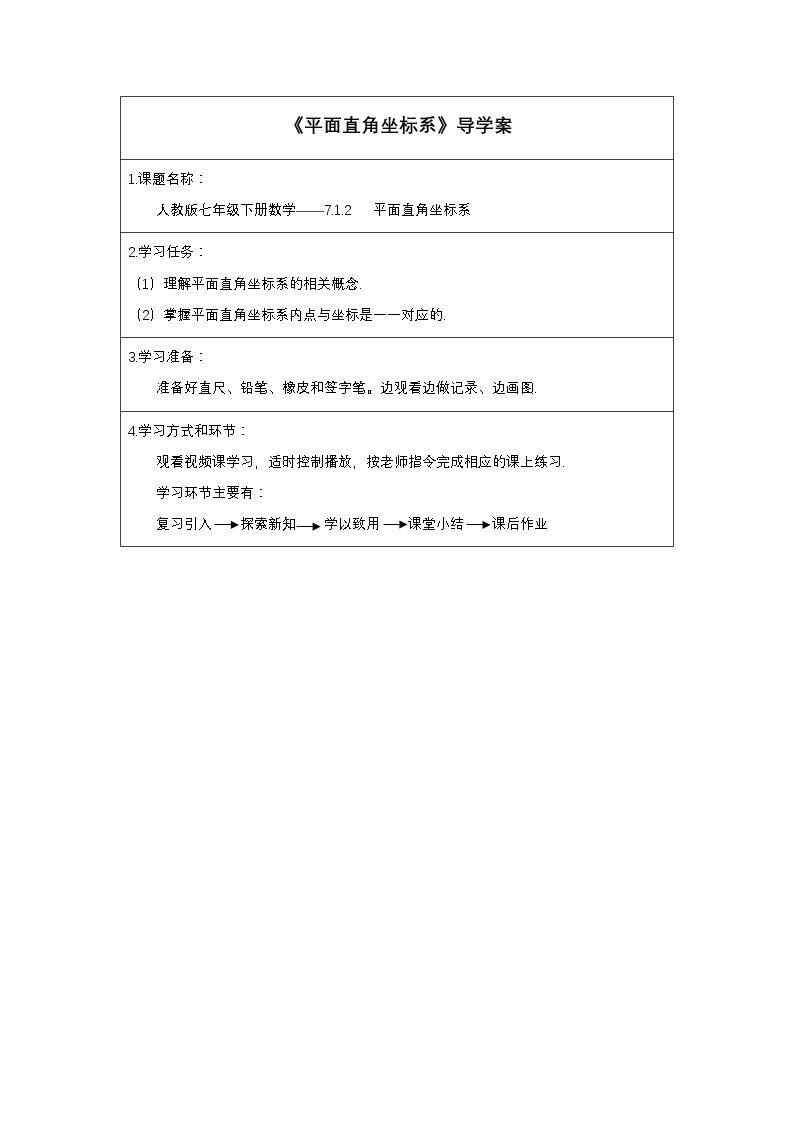 平面直角坐标系