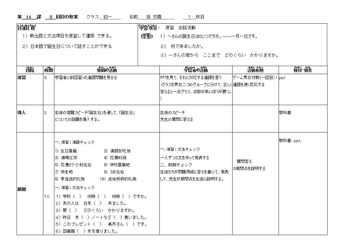 会话：「誕生日」