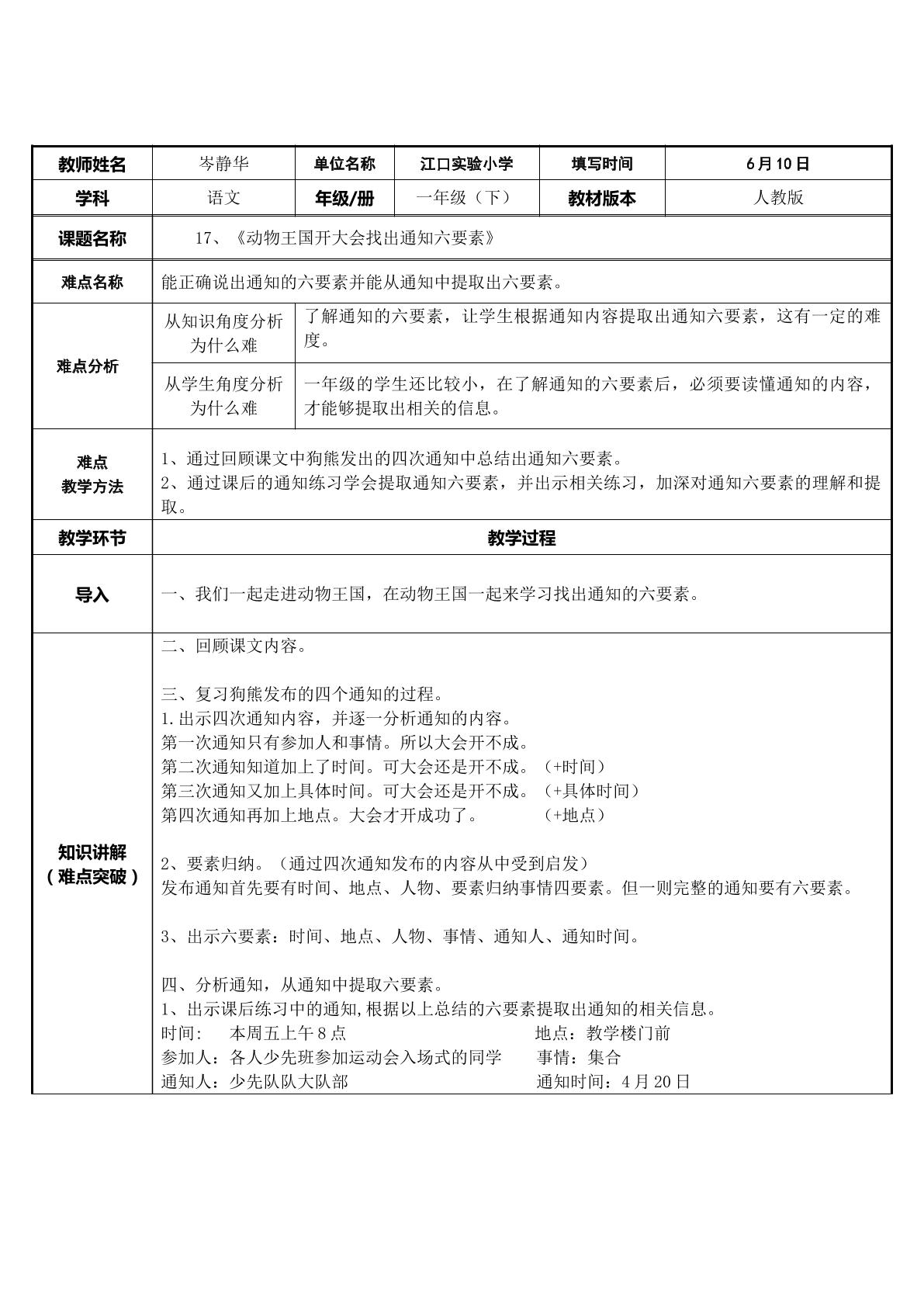 动物王国开大会找出通知六要素