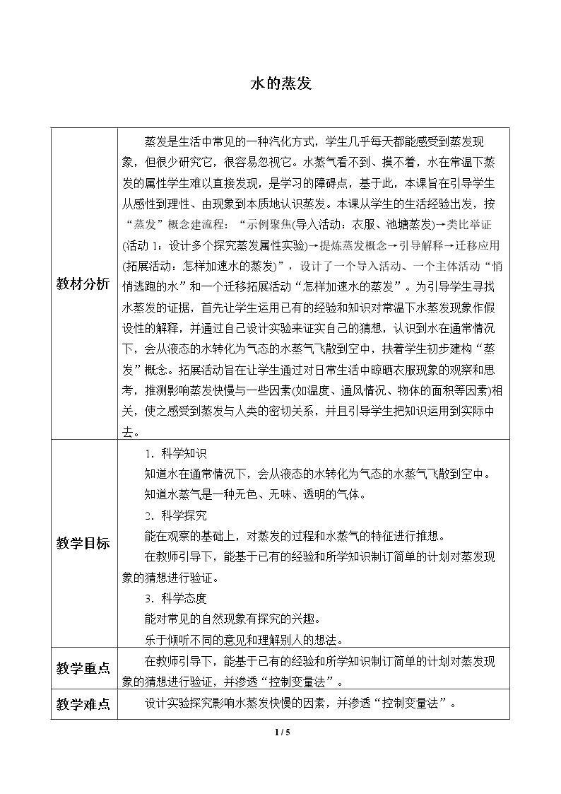 水的蒸发
