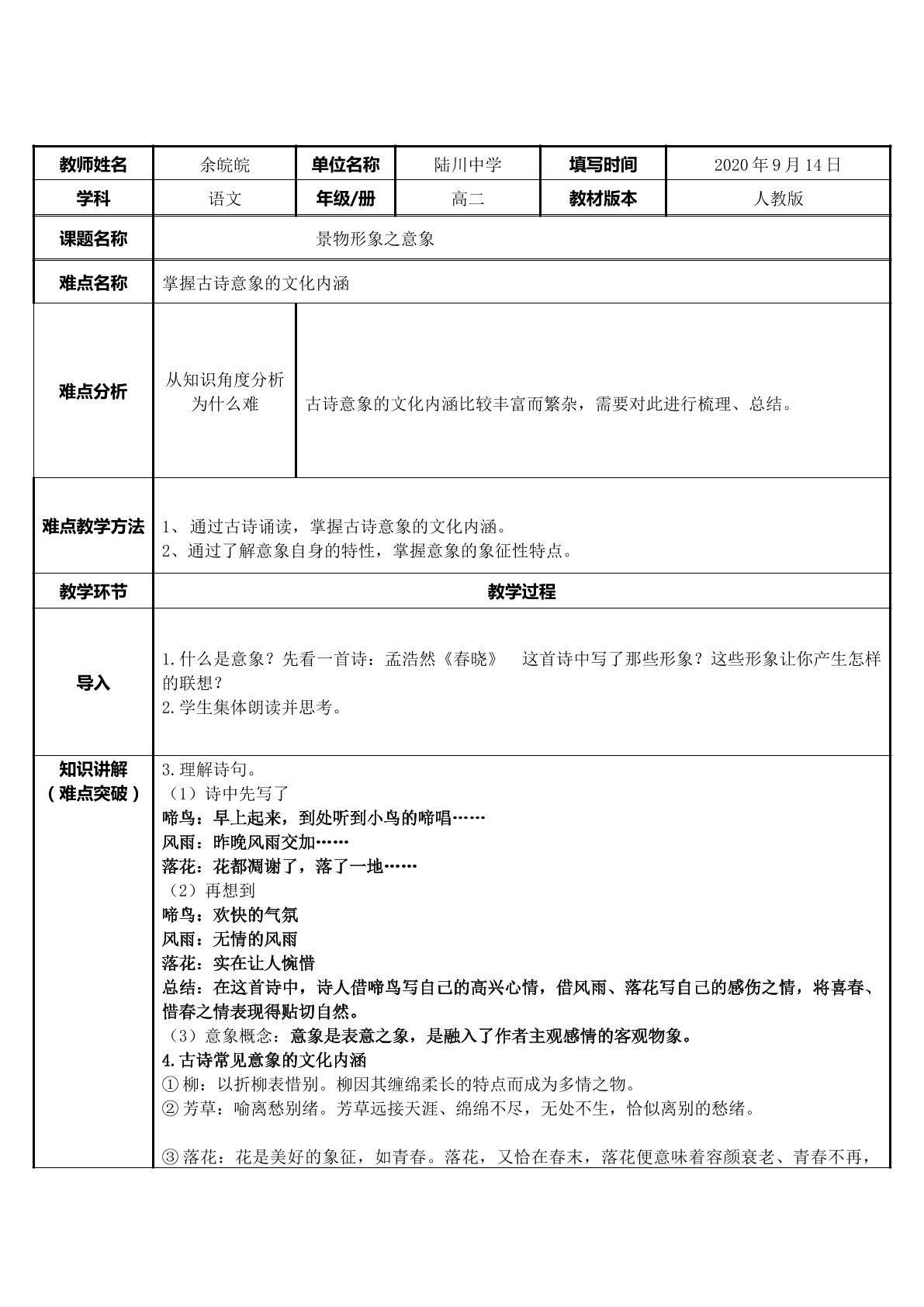 古诗意象
