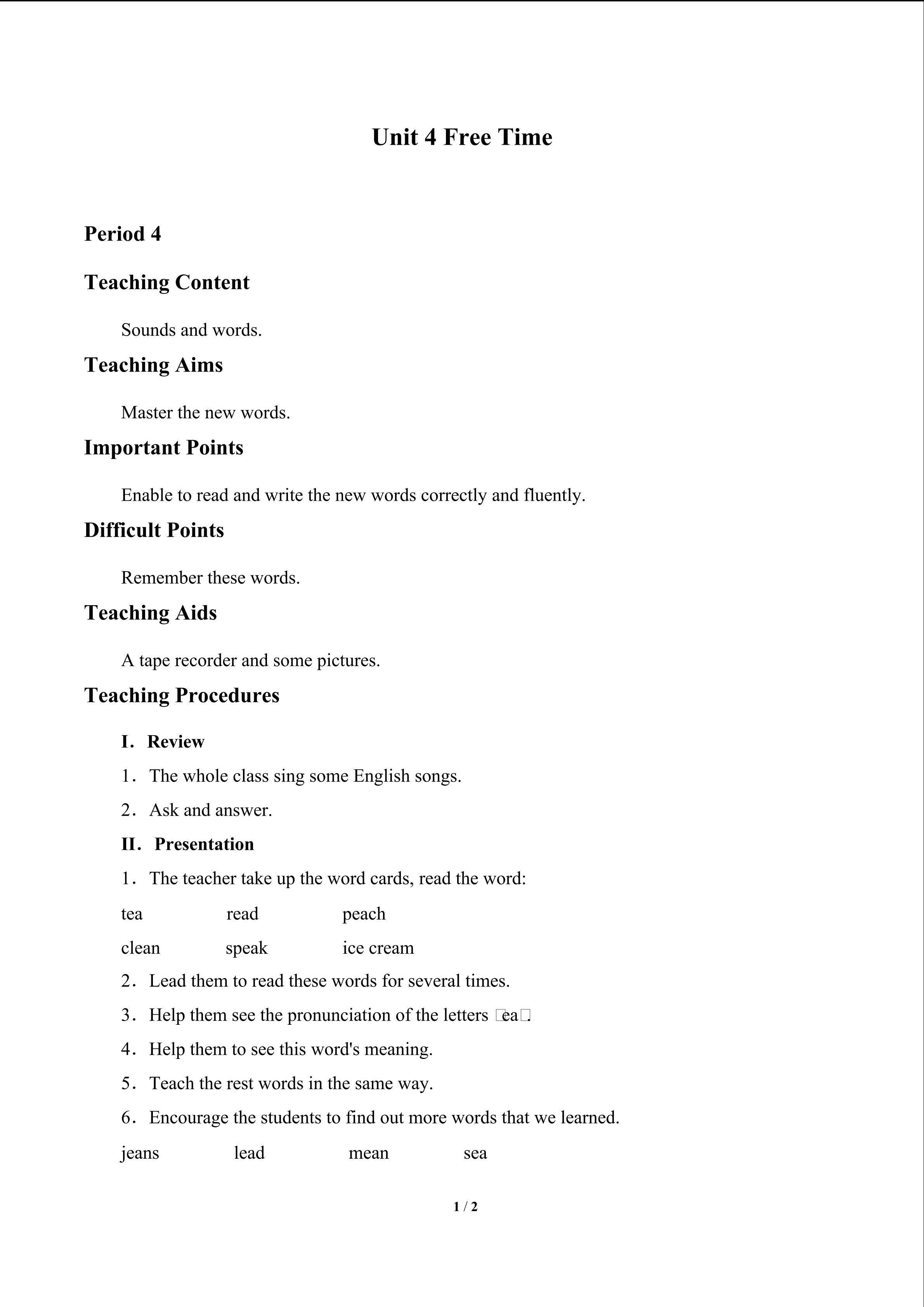 Unit 4 Free Time_教案4