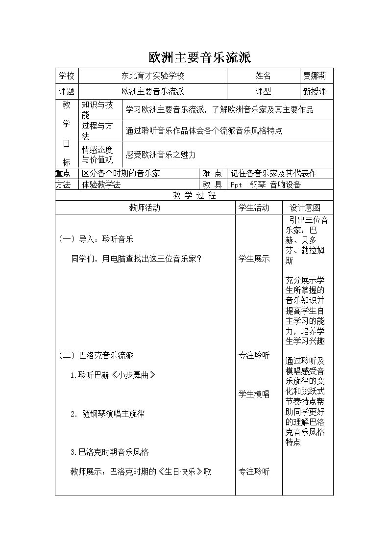 四、欧洲主要音乐流派