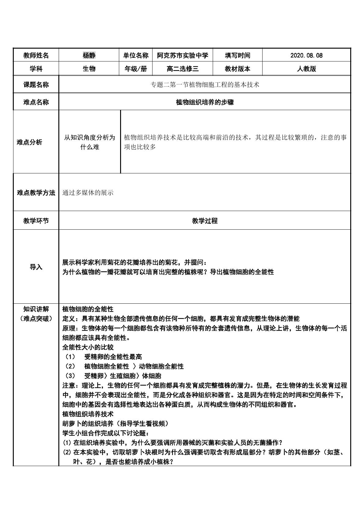 植物细胞工程的基本技术