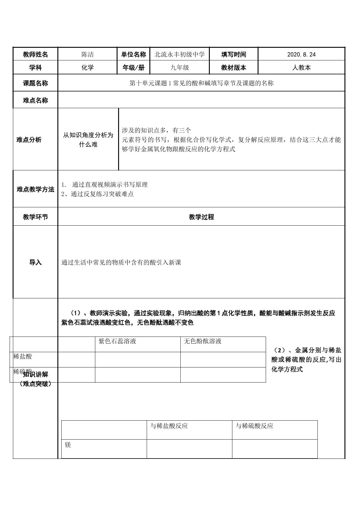 酸的化学性质