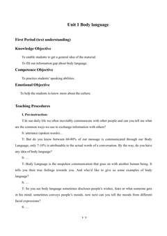 Unit 1 Body language_教案2