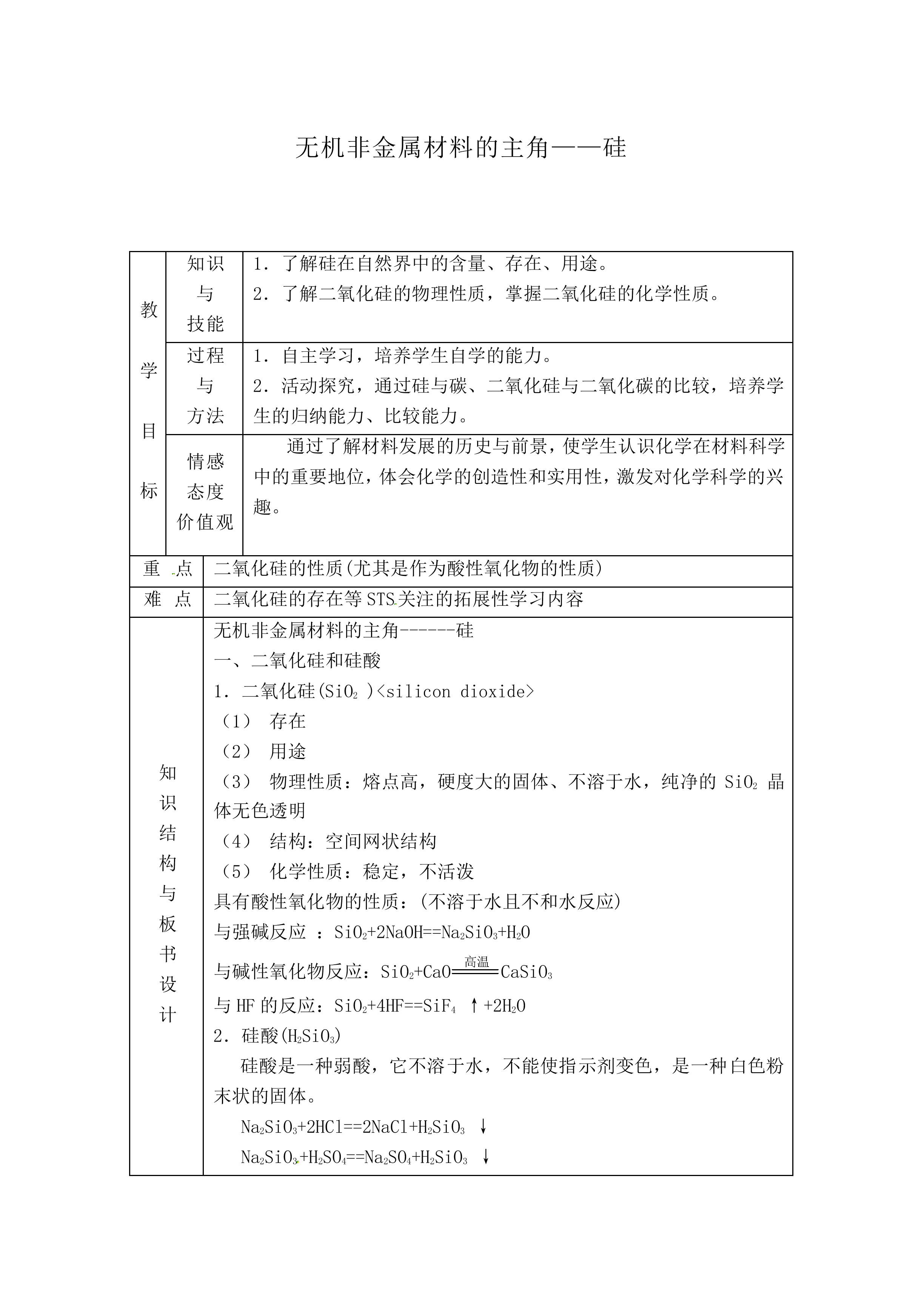 无机非金属材料的主角——硅_教案6