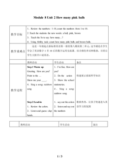 Unit 2 How many pink balls?_教案1