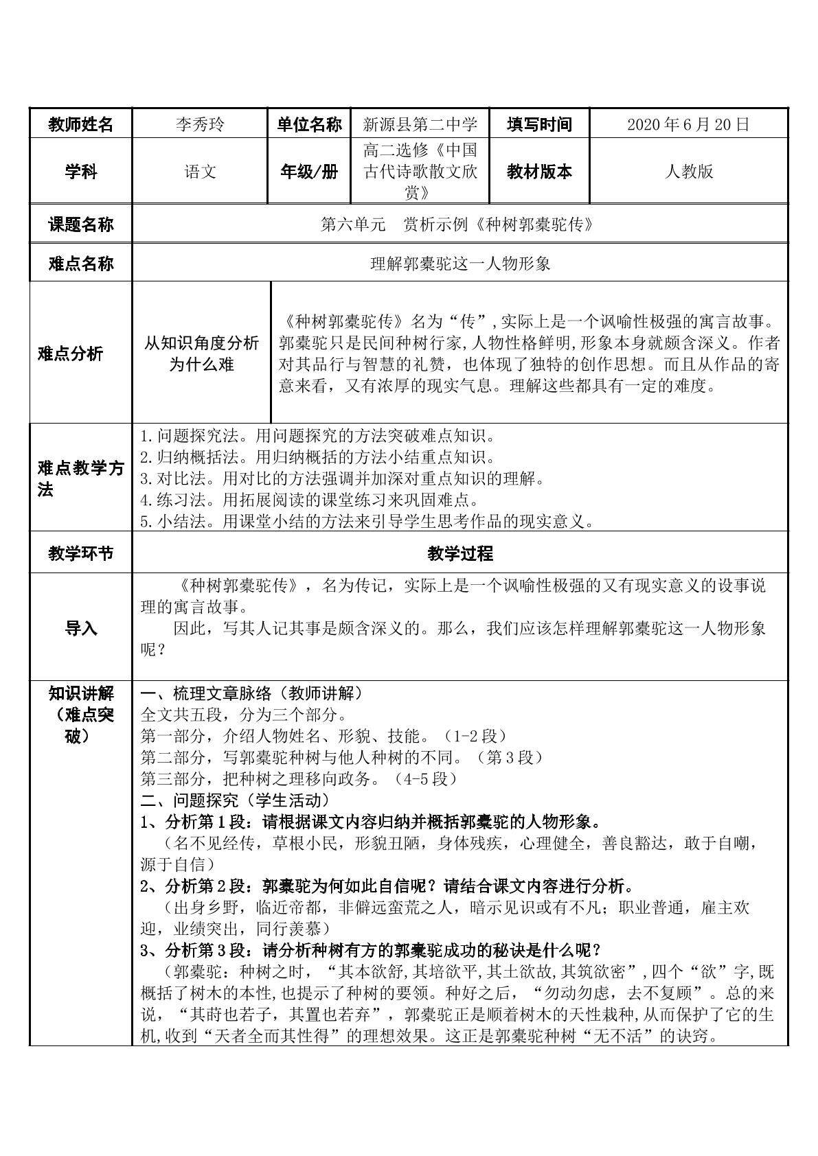 种树郭橐驼传