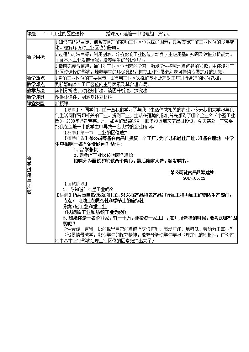 第一节　工业的区位选择