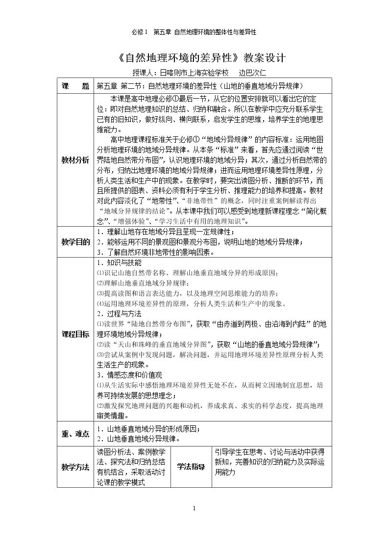 第二节　自然地理环境的差异性