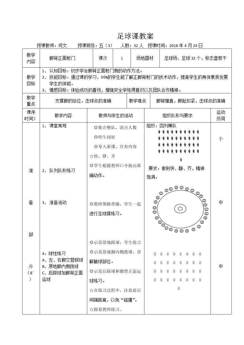 3.脚背正面射门及教学比赛
