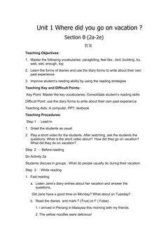 【教案】八年级上册英语人教版Unit 1《Where did you go on vacation》Section B 02