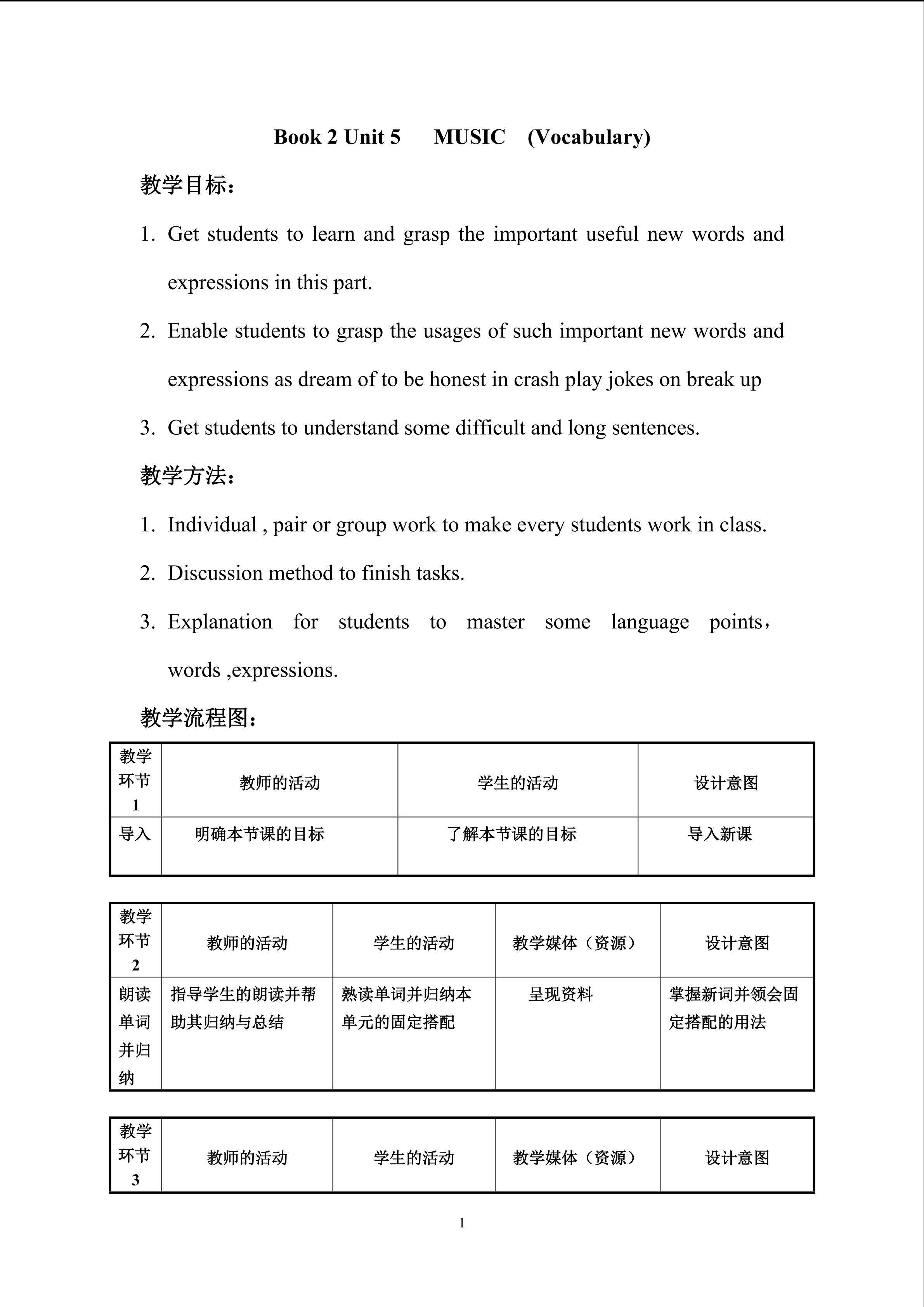 Book 2 Unit 5   MUSIC  (Vocabulary)