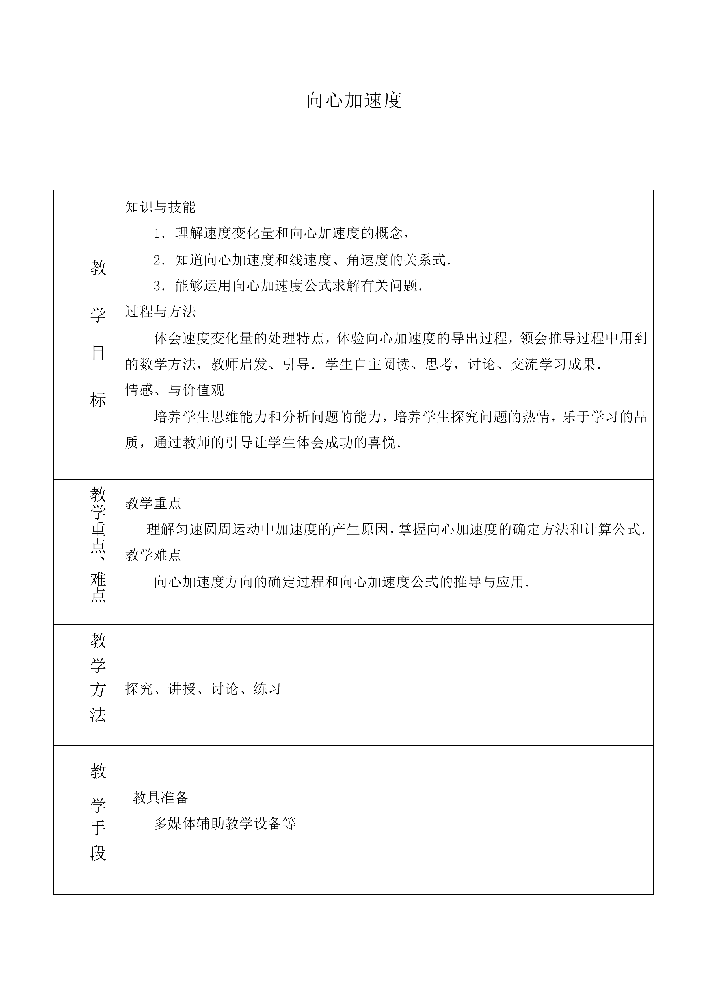 向心加速度_教案13