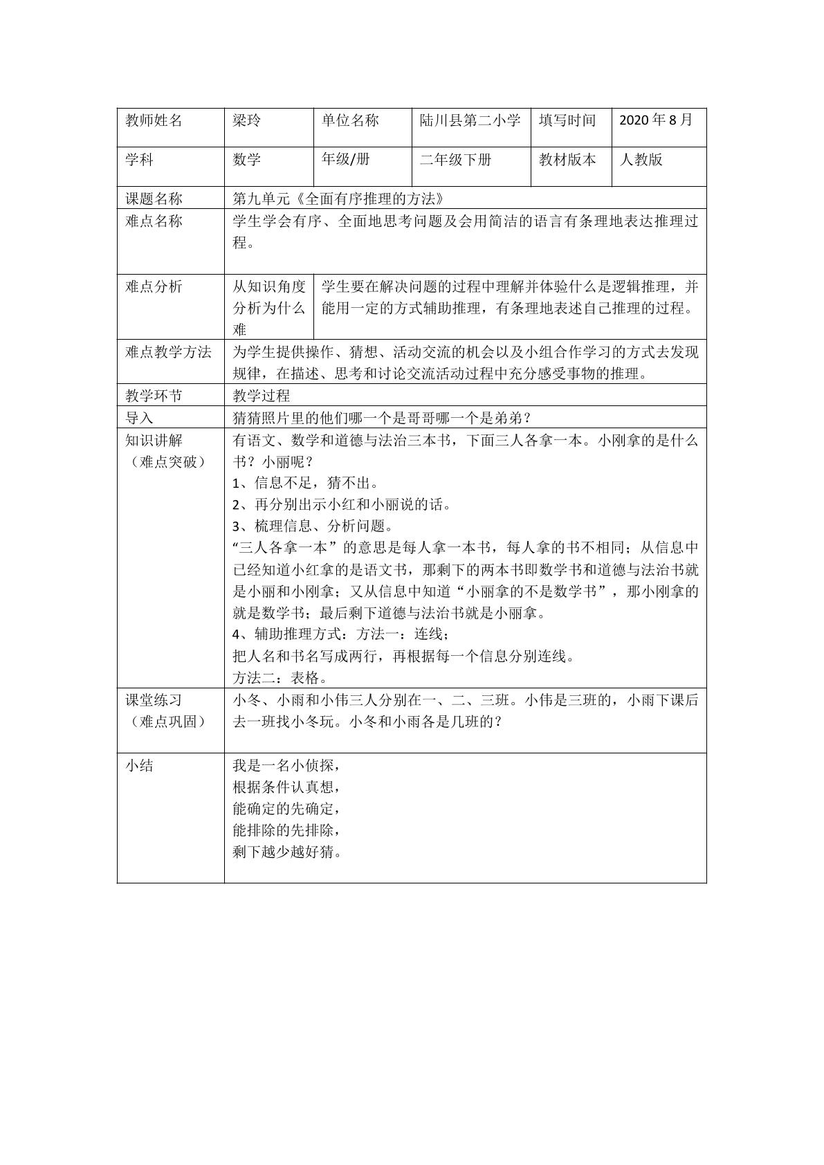 全面有序推理的方法