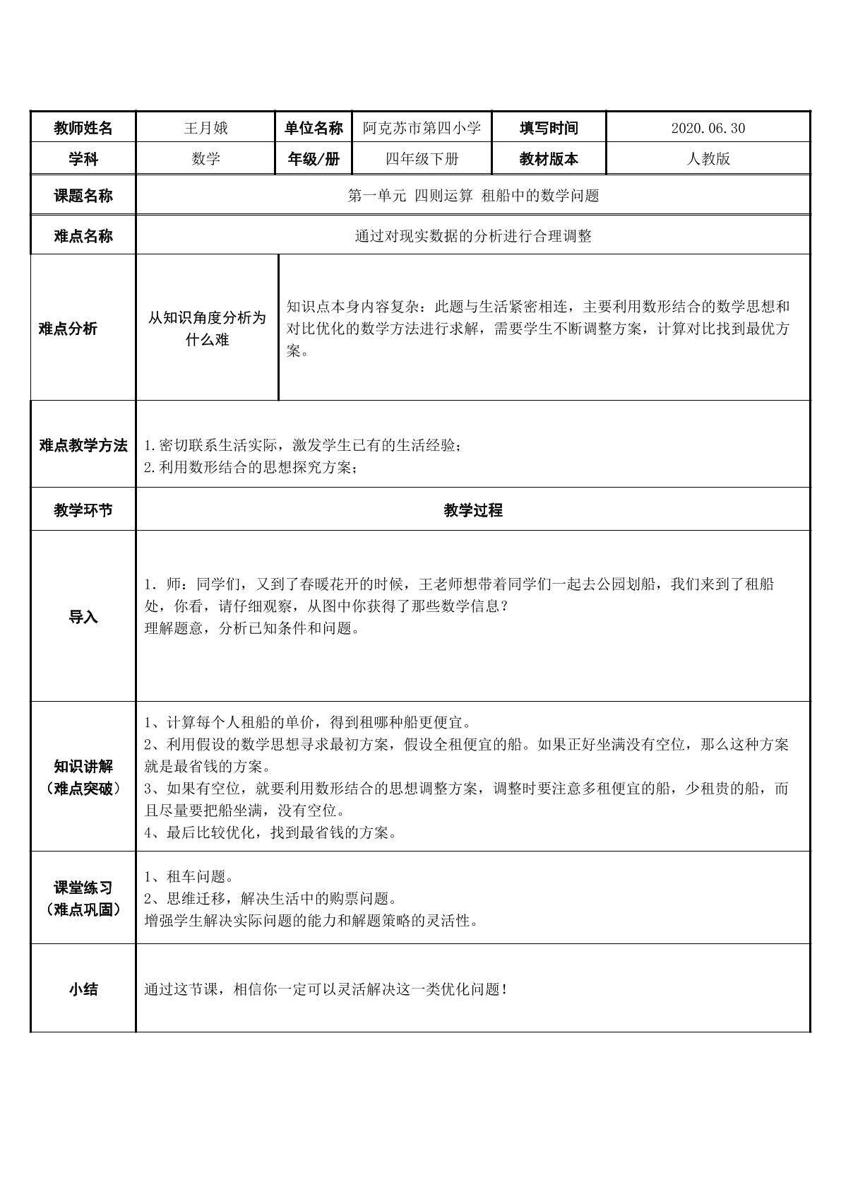 租船中的数学问题