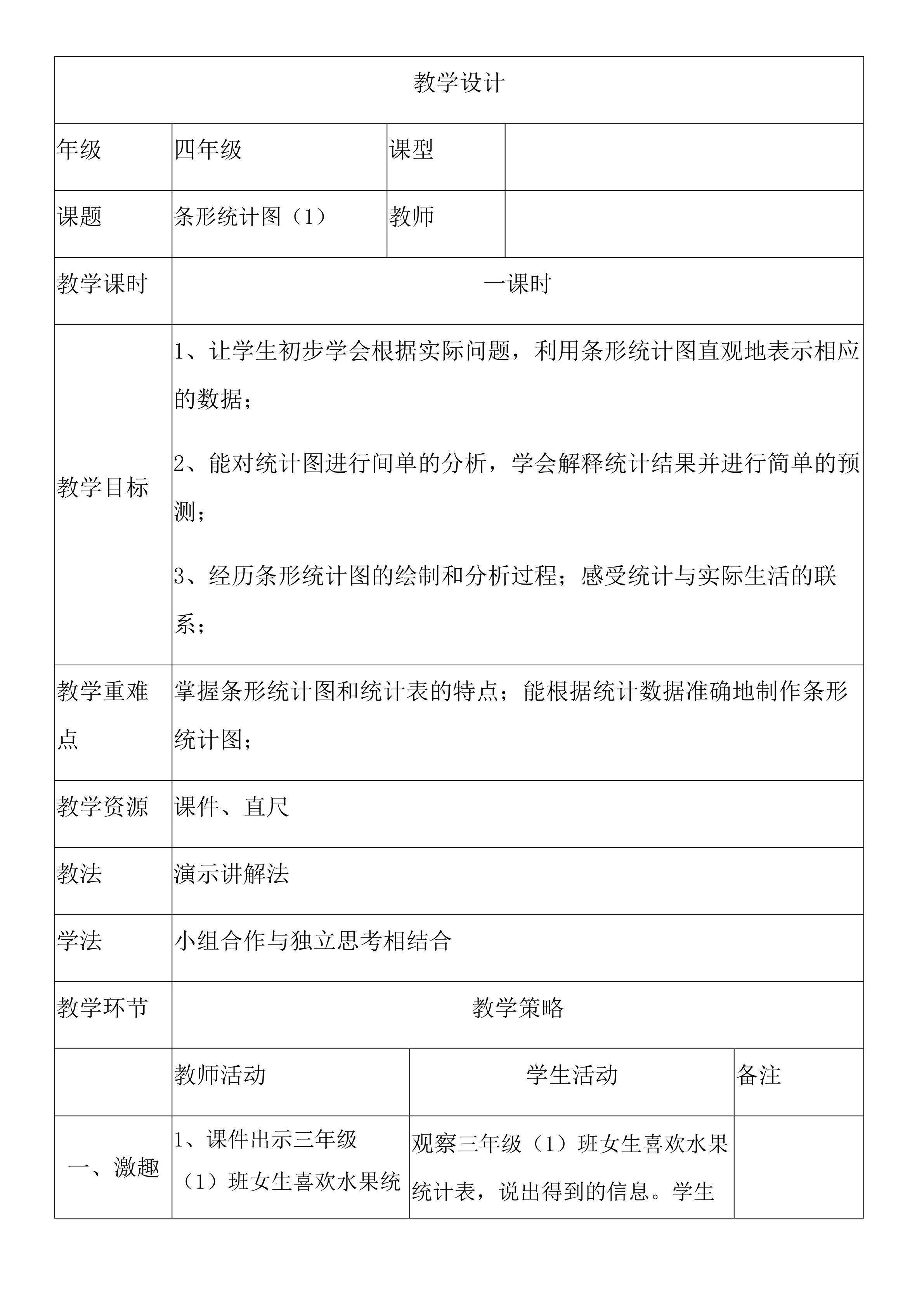 条形统计图（1）