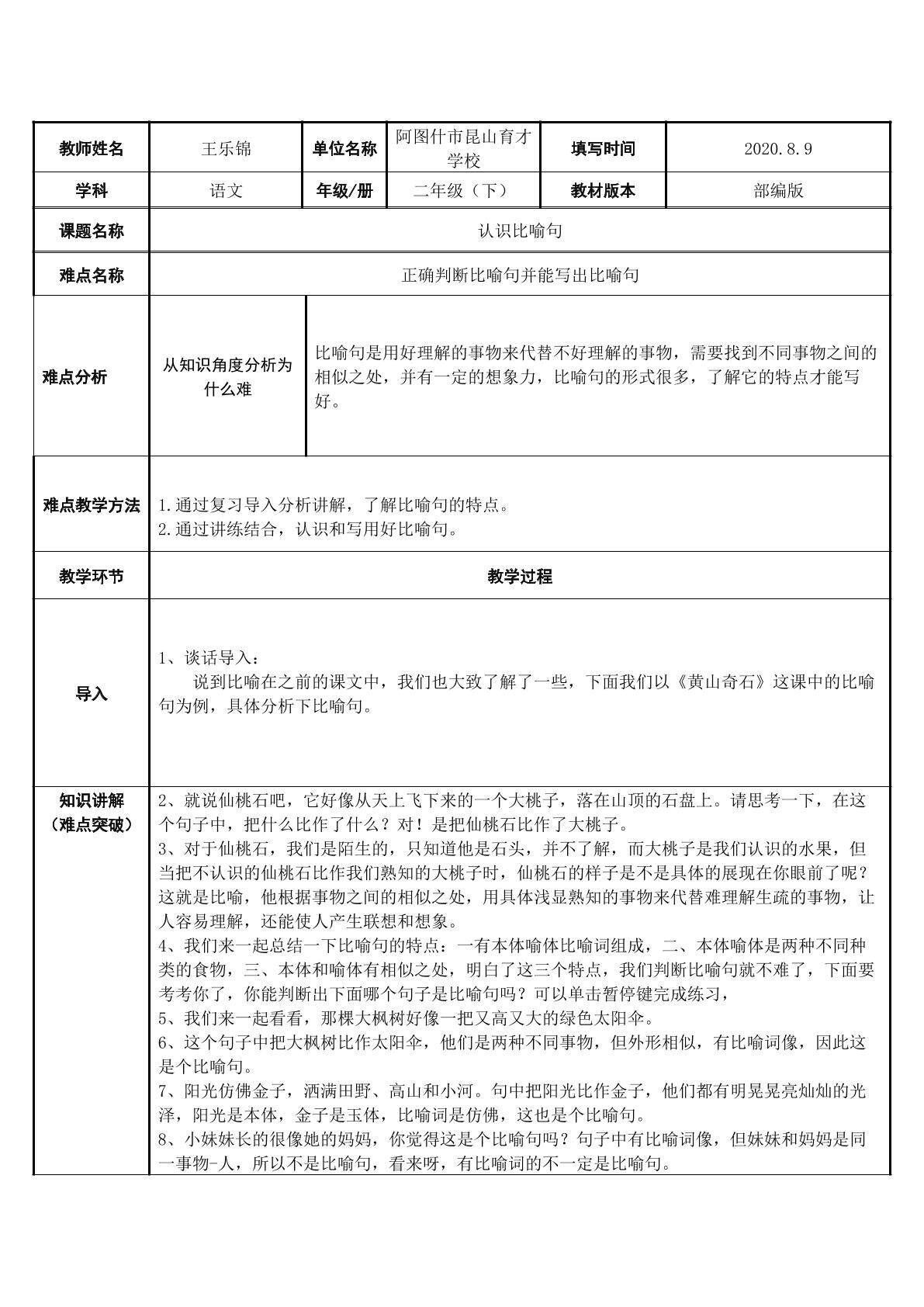 认识比喻句