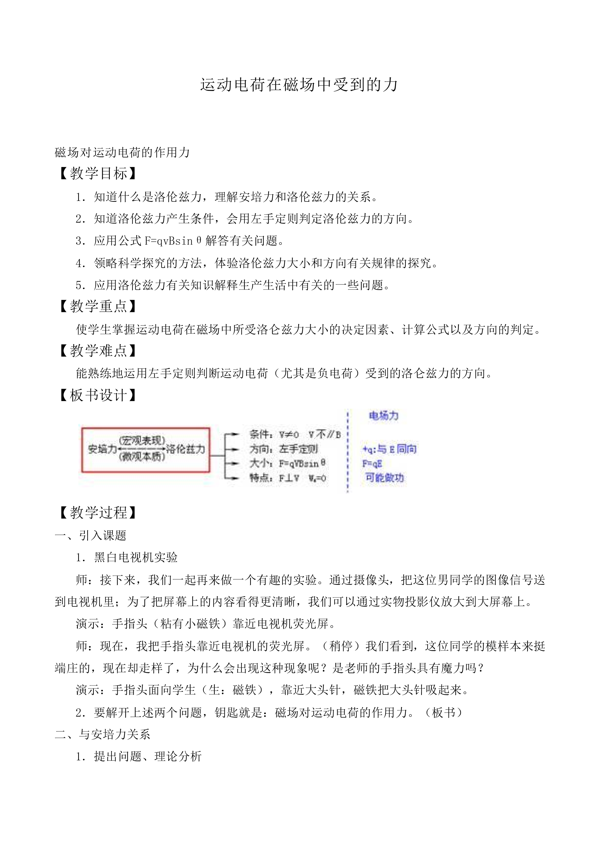 运动电荷在磁场中受到的力_教案4