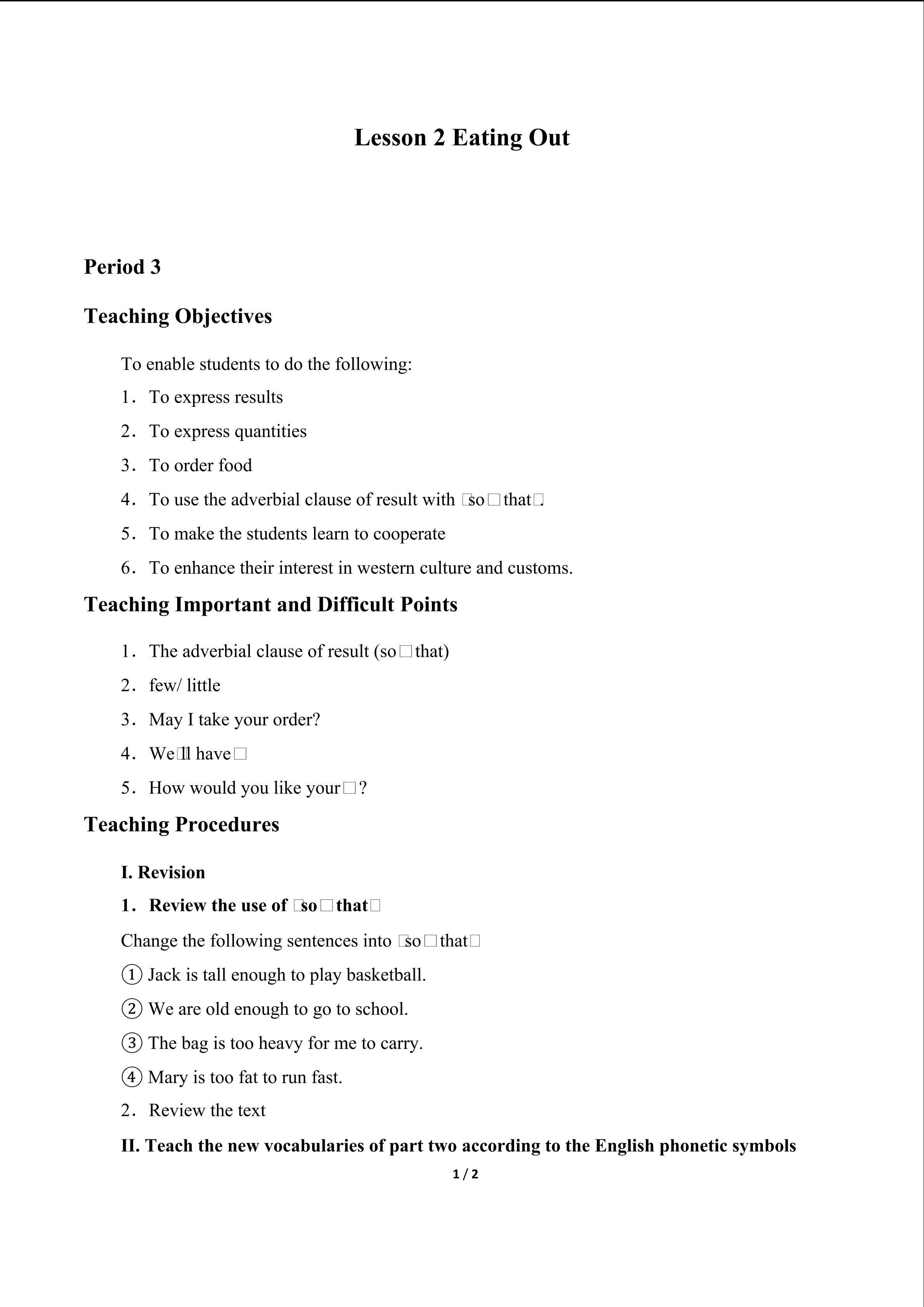 Lesson 2 Eating Out_教案4