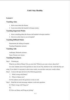 Unit 1 Stay Healthy_教案6