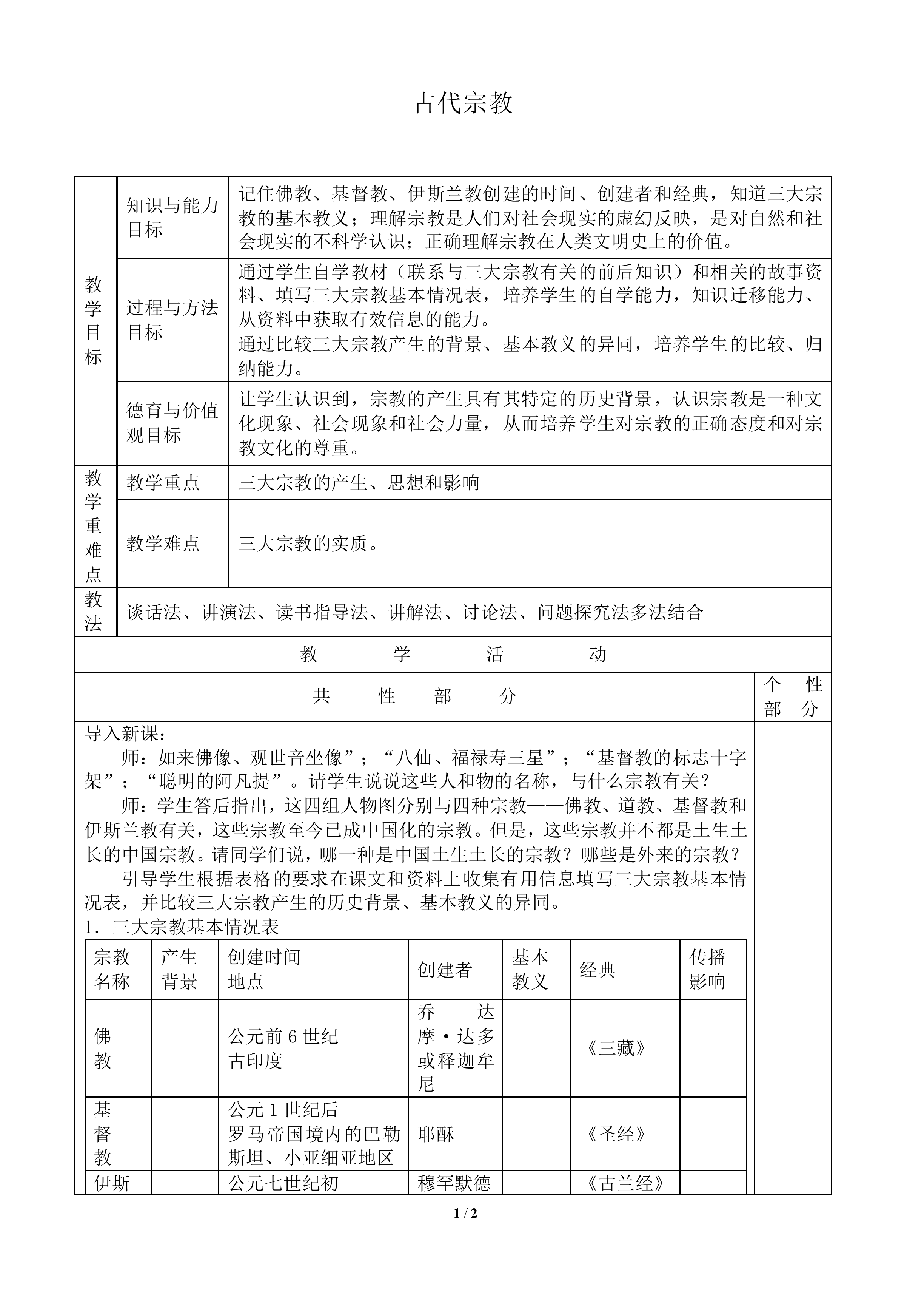 古代宗教_教案1