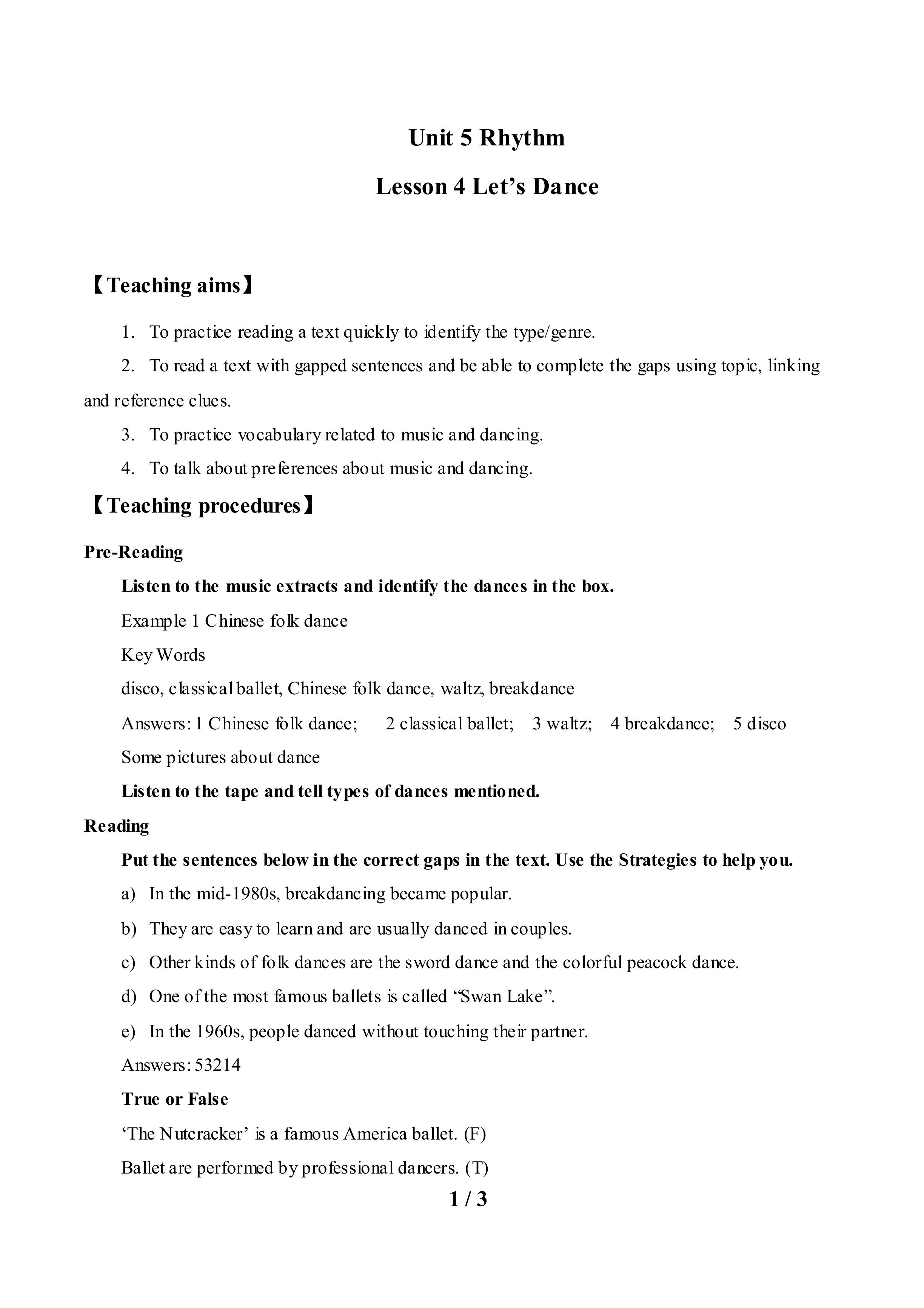 Lesson 4 Let's Dance_教案2
