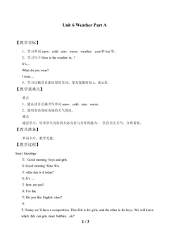 Unit 6 Weather Part A_教案1
