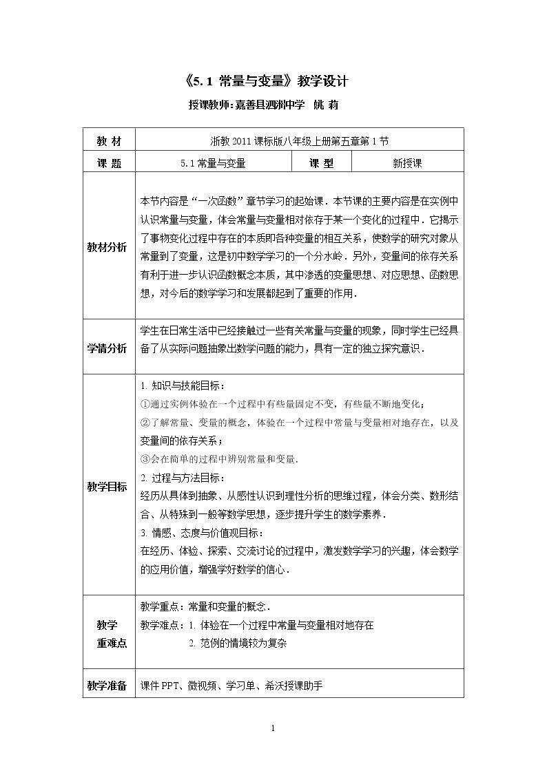 5.1 常量与变量