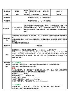 掌握方位介词on、in和under的用法