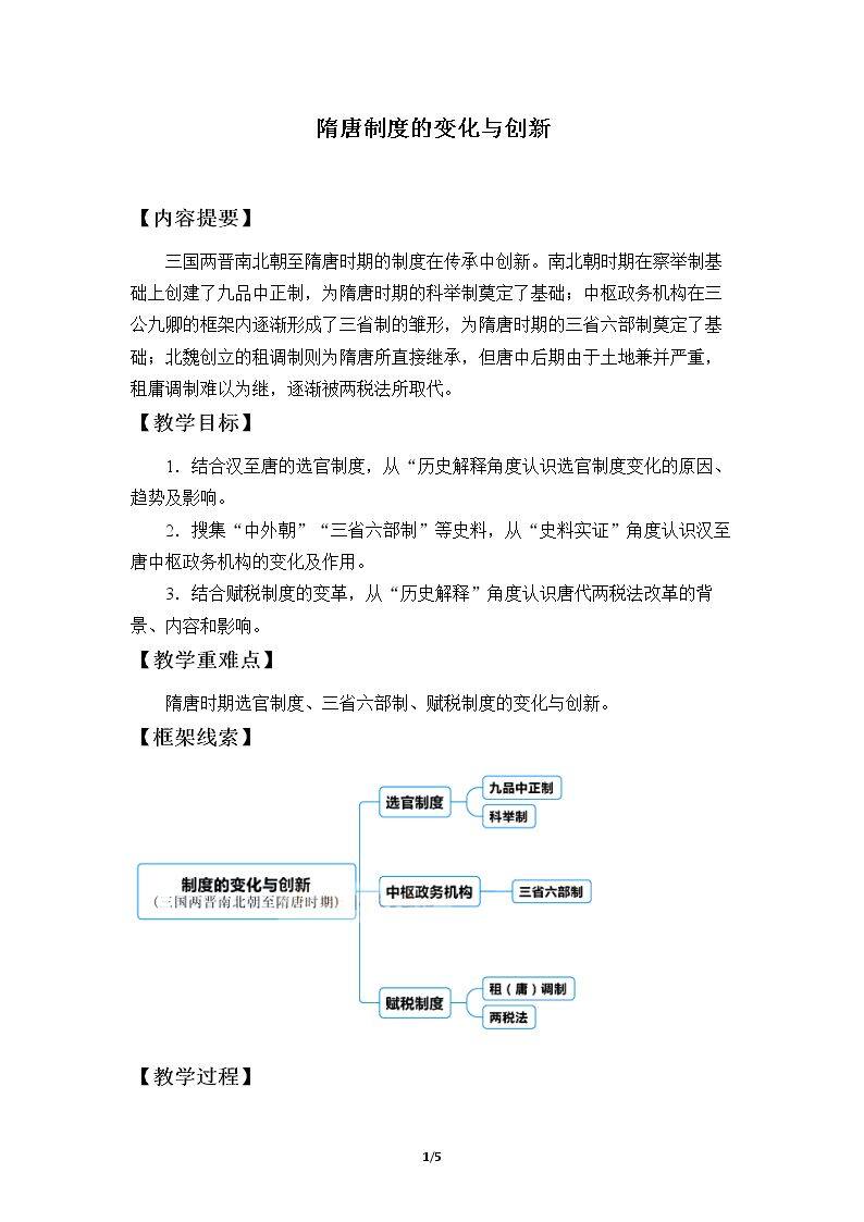 隋唐制度的变化与创新