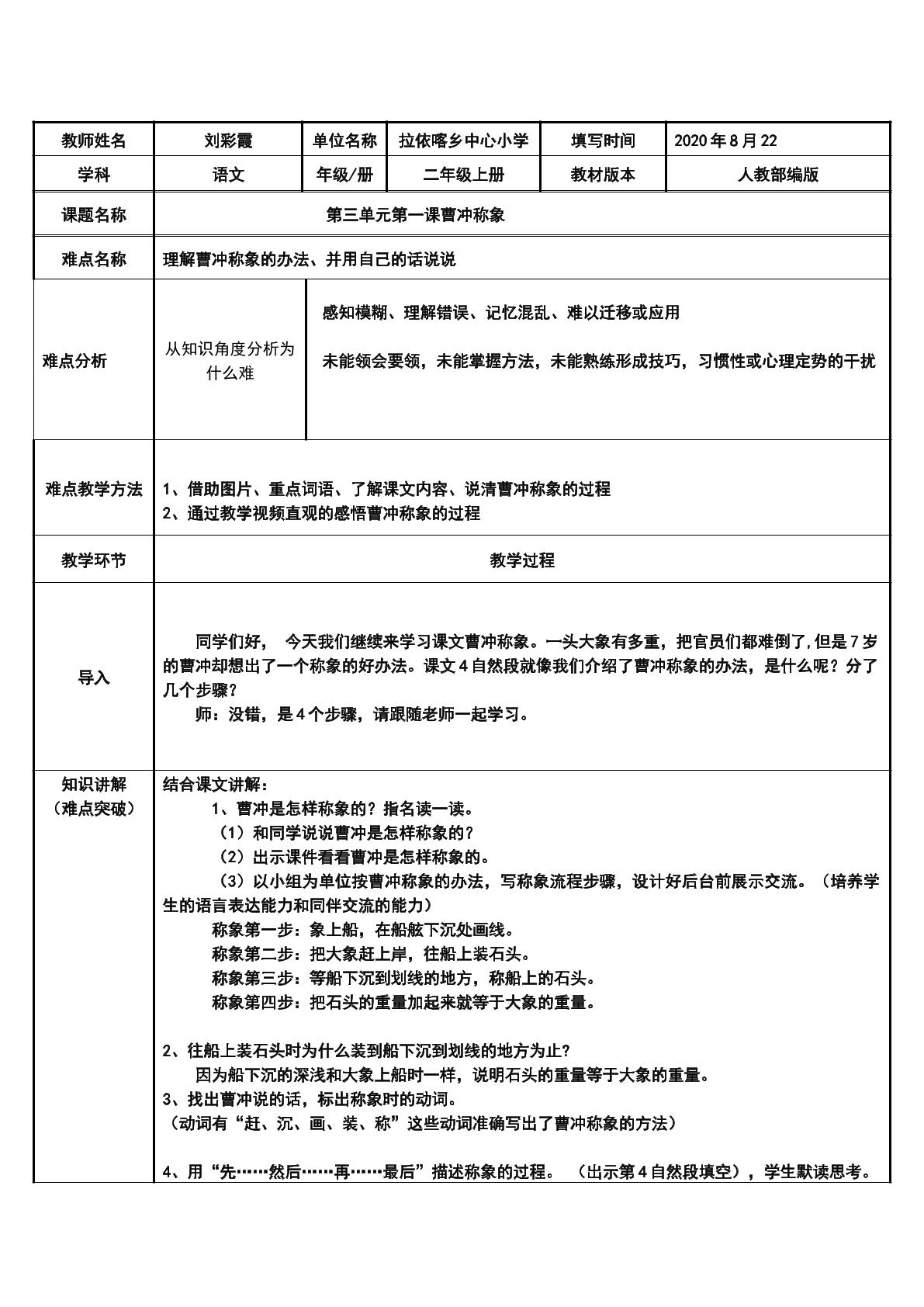 曹冲称象