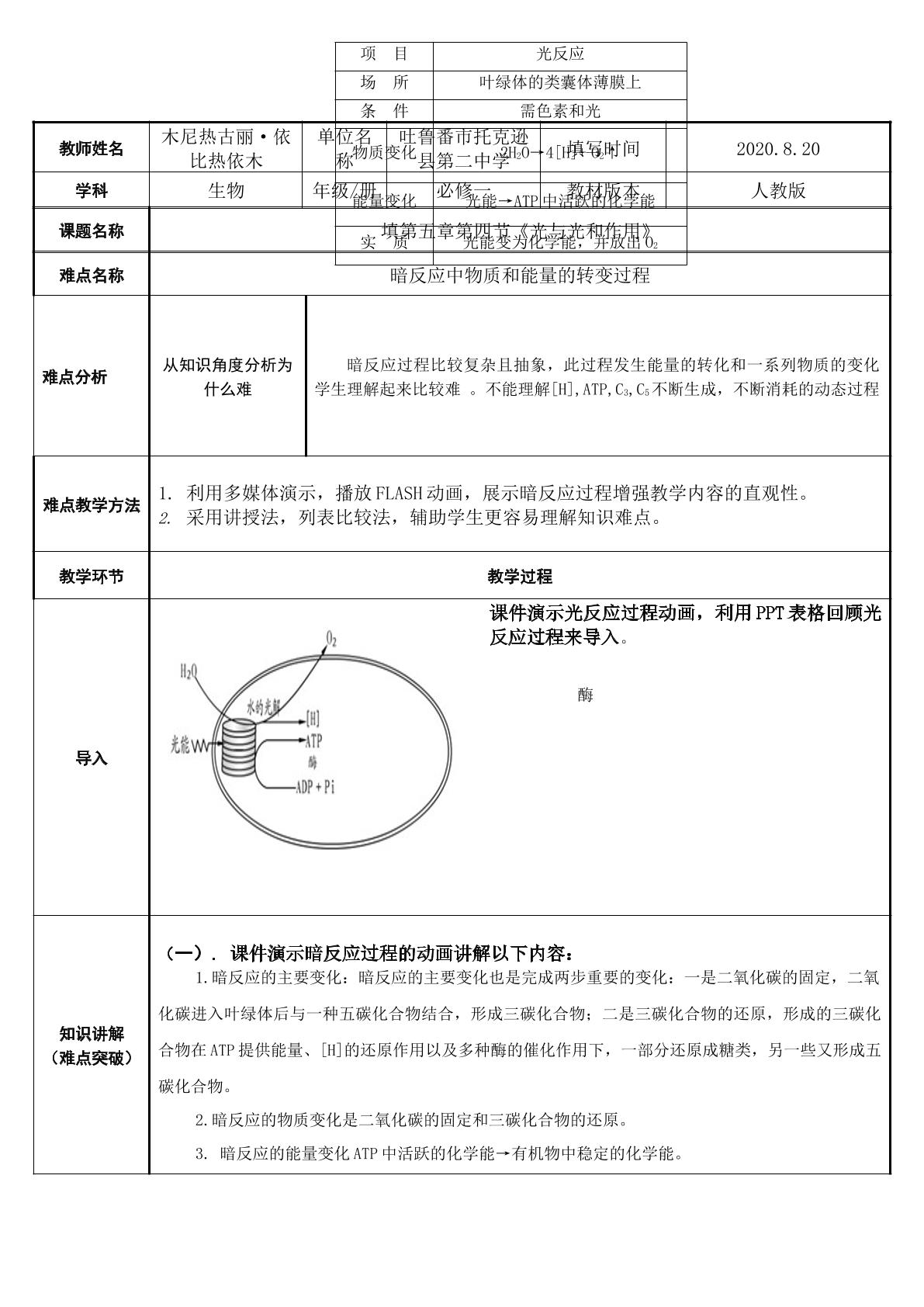 暗反应的过程