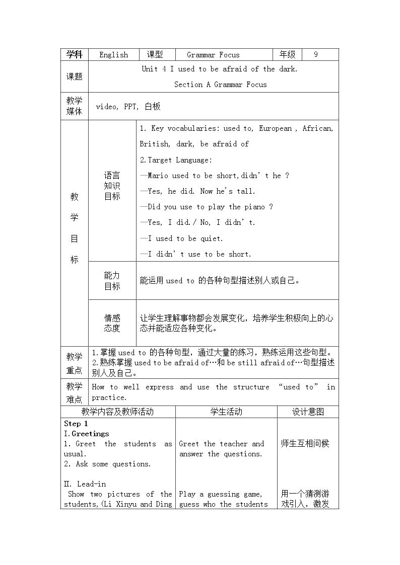 Section A Grammar focus 4a—4c