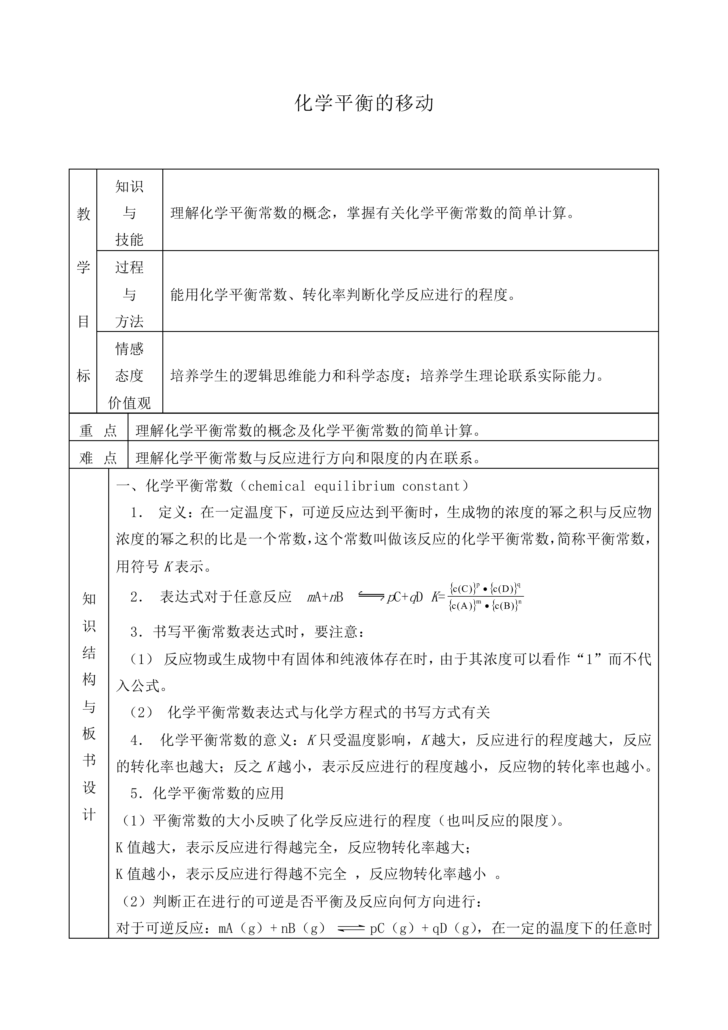 化学平衡的移动_教案3