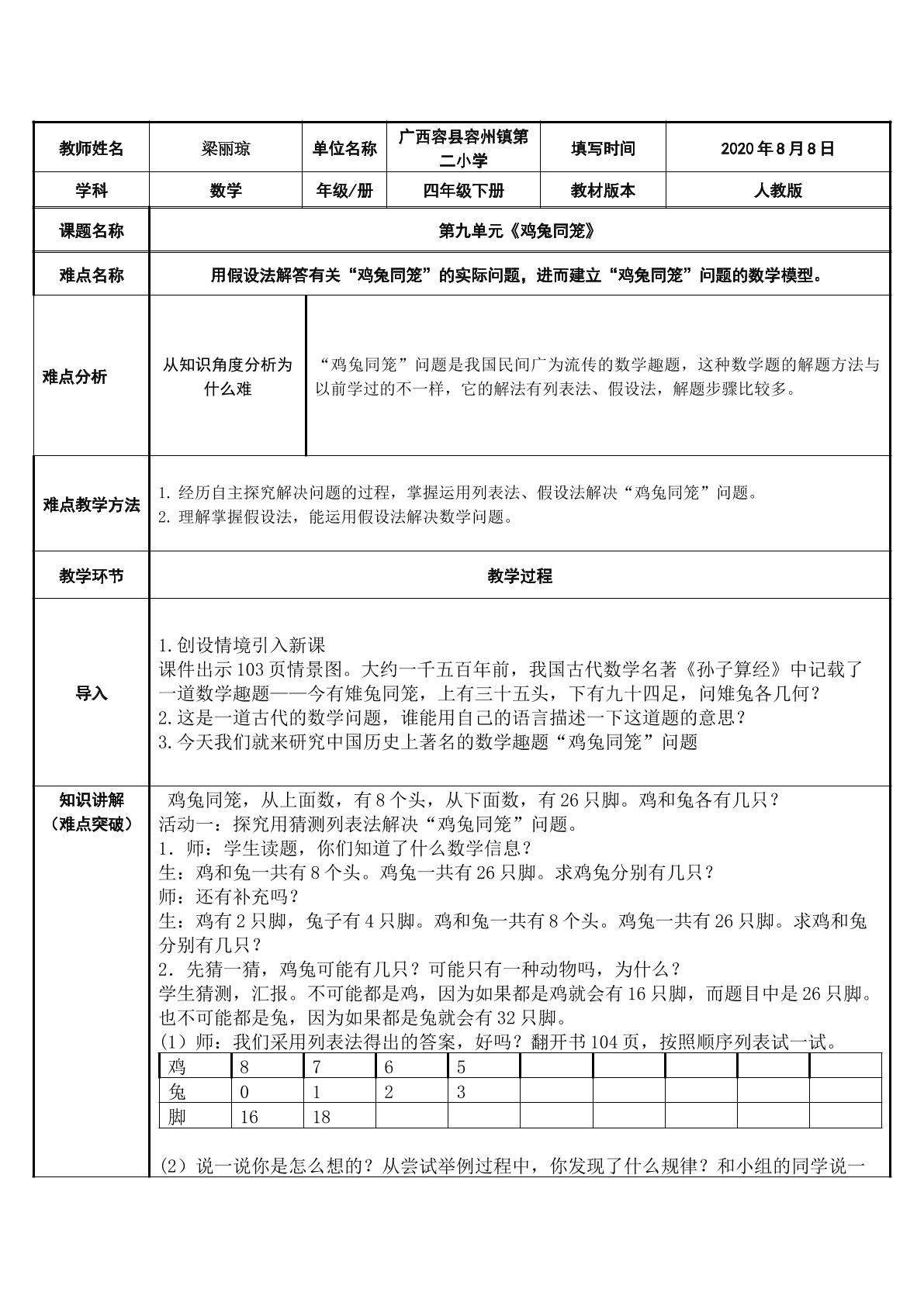 鸡兔同笼