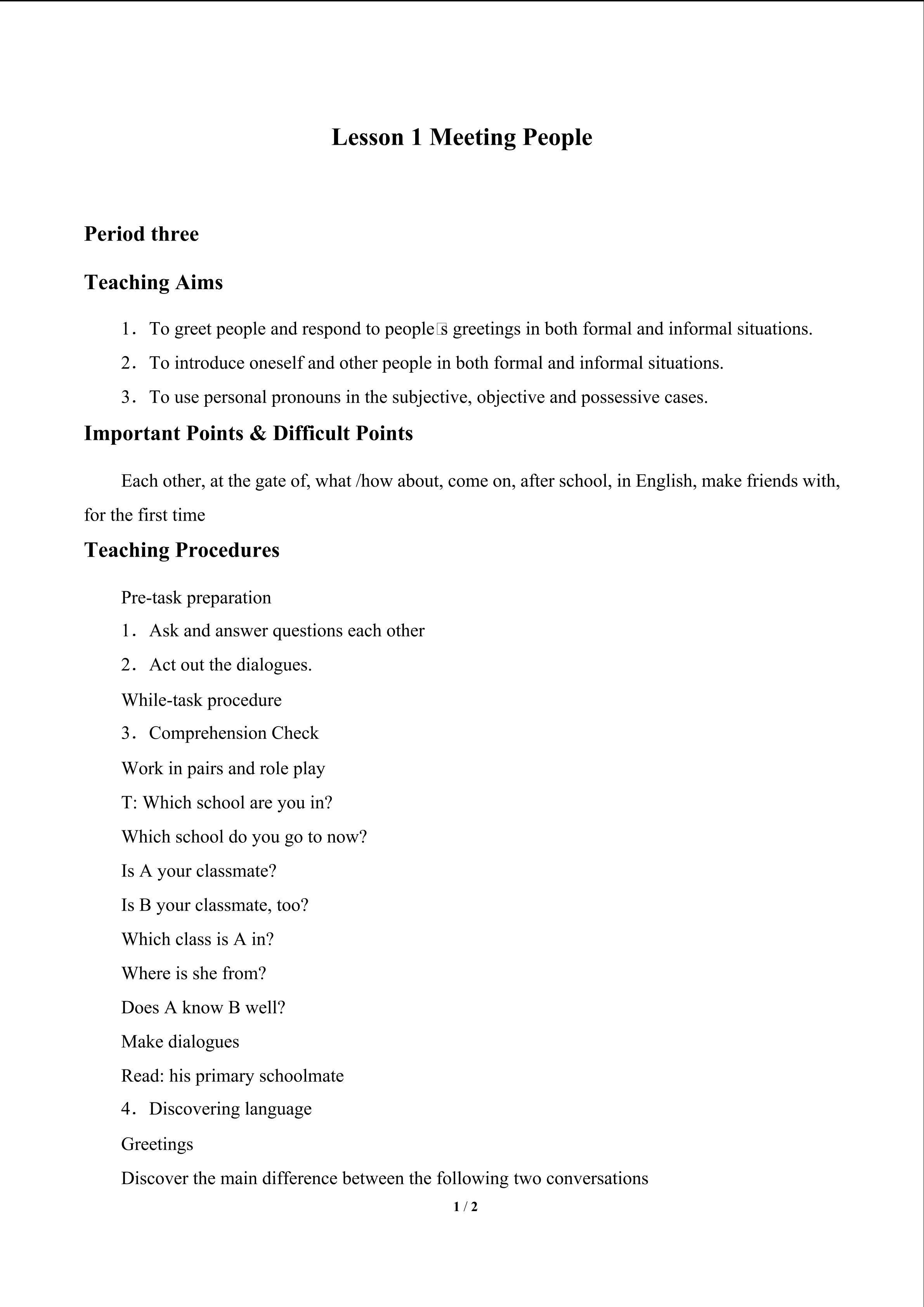Lesson 1 Meeting People_教案3