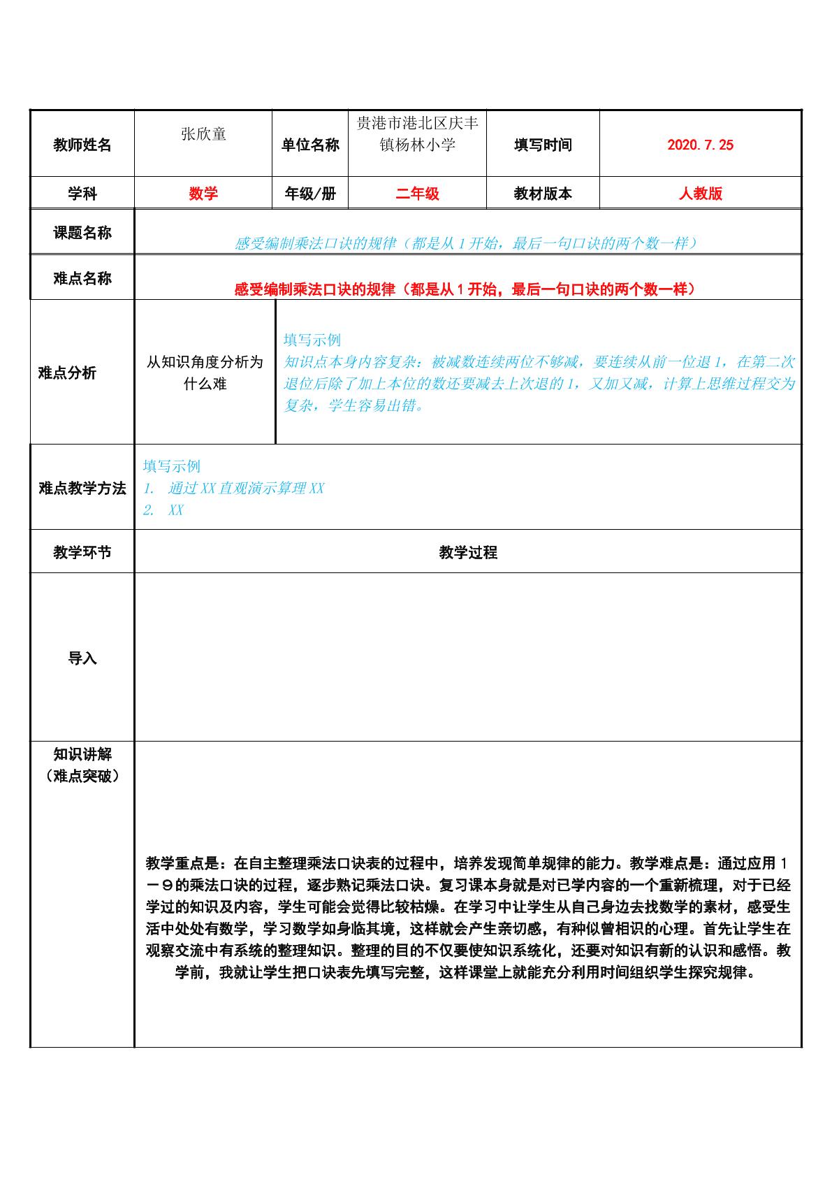 感受编制乘法口诀的规律（都是从1开始，最后一句口诀的两个数一样）