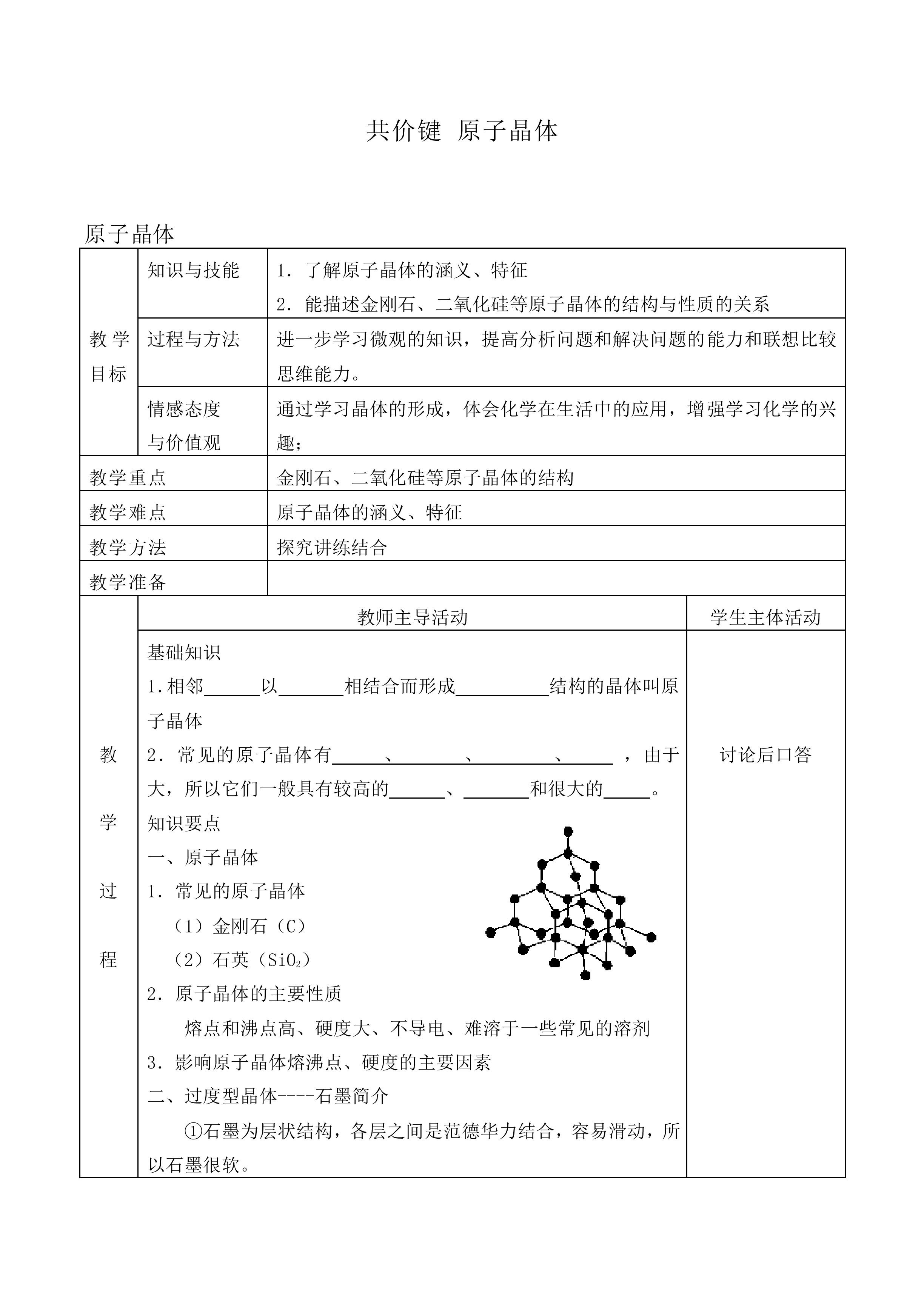 共价键 原子晶体_教案2