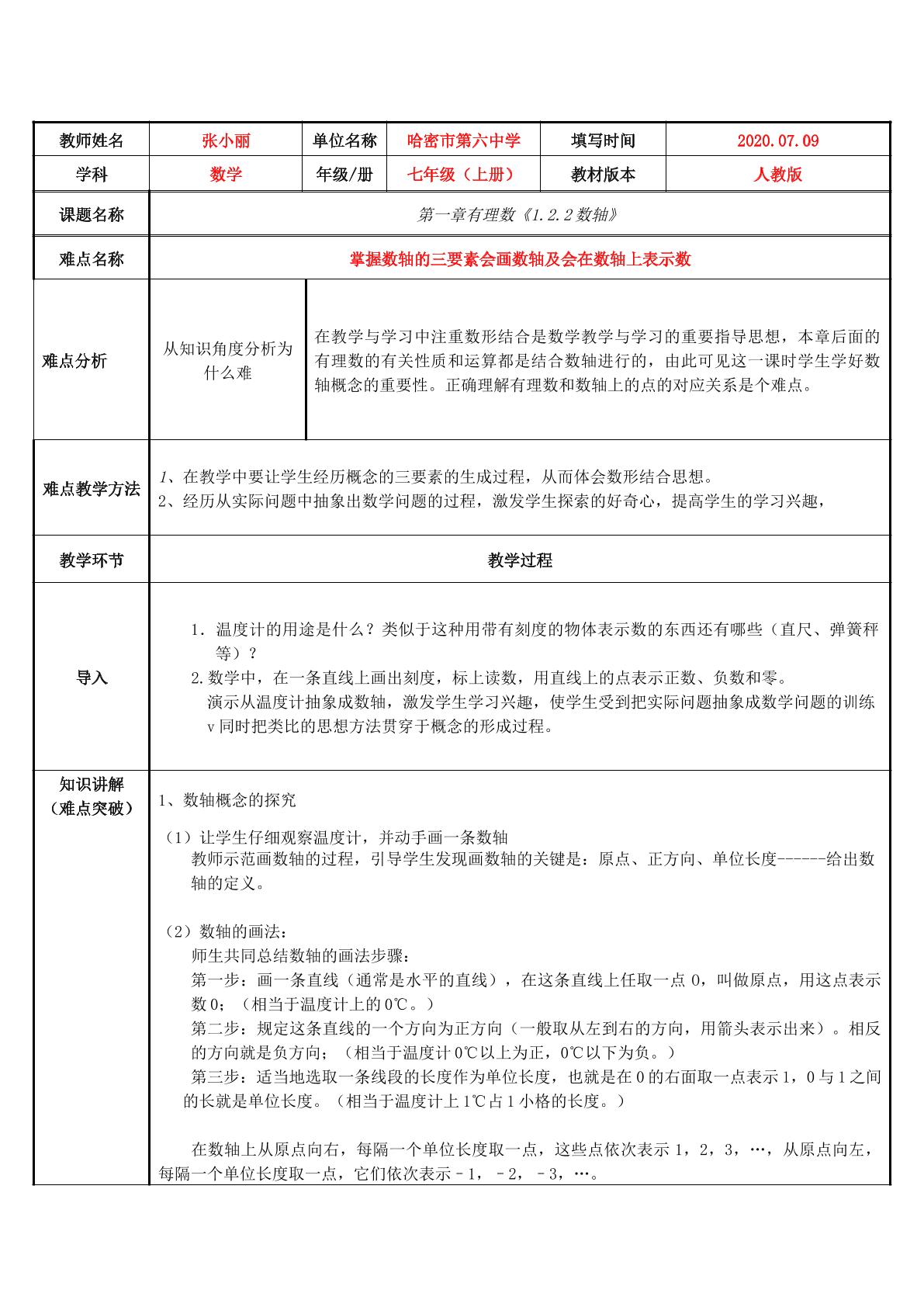 1.2.2数轴