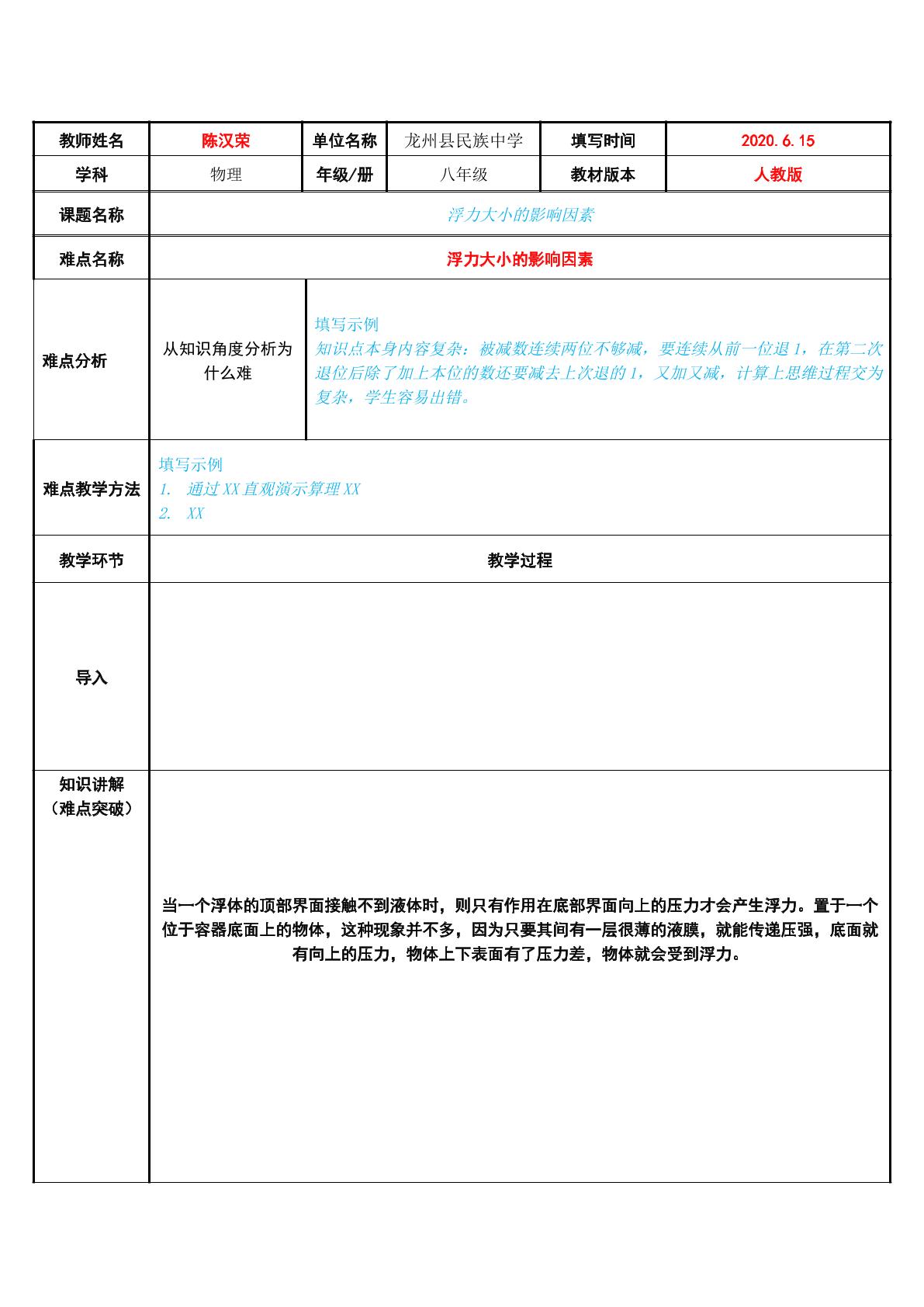 浮力大小的影响因素