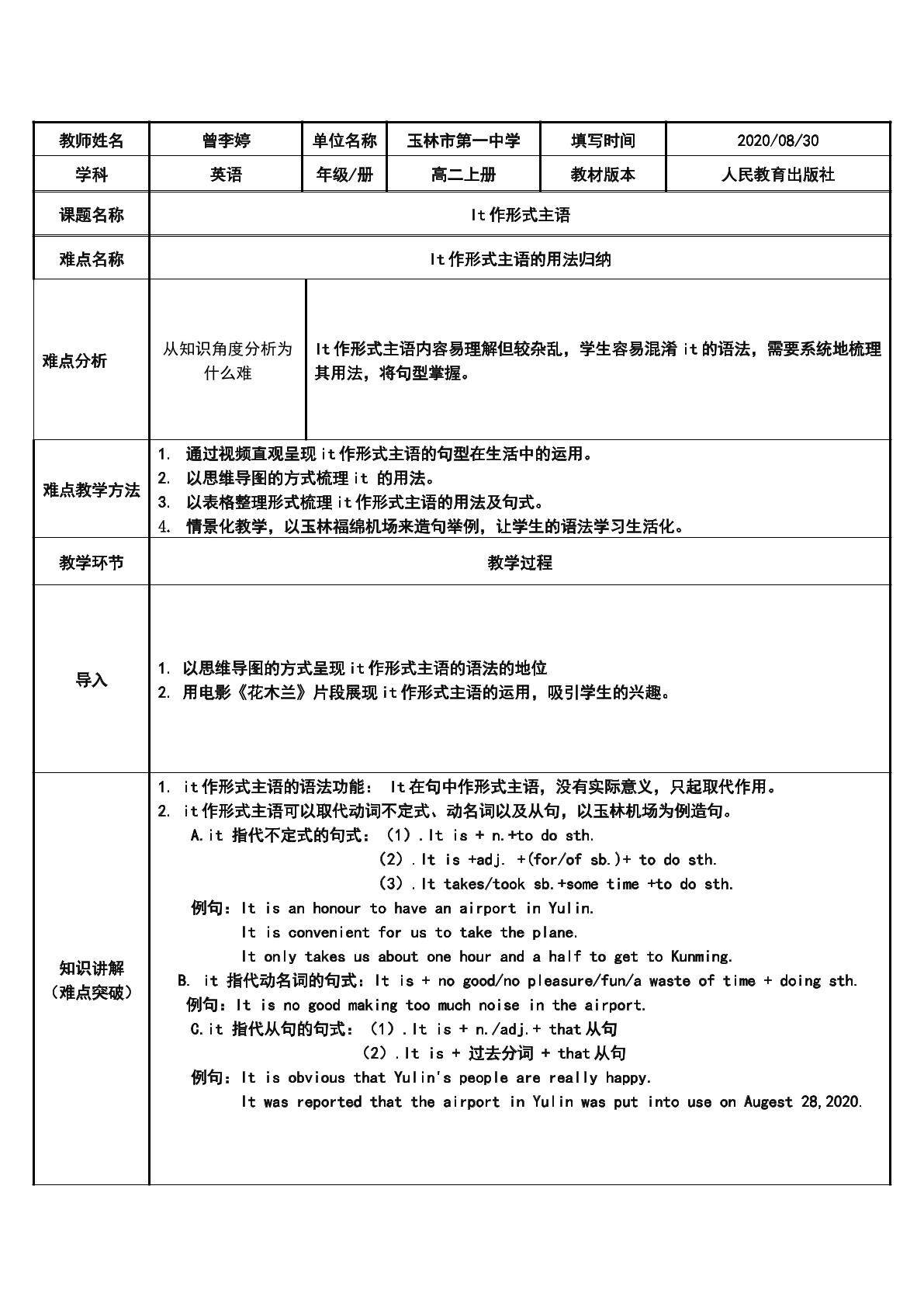 it作形式主语