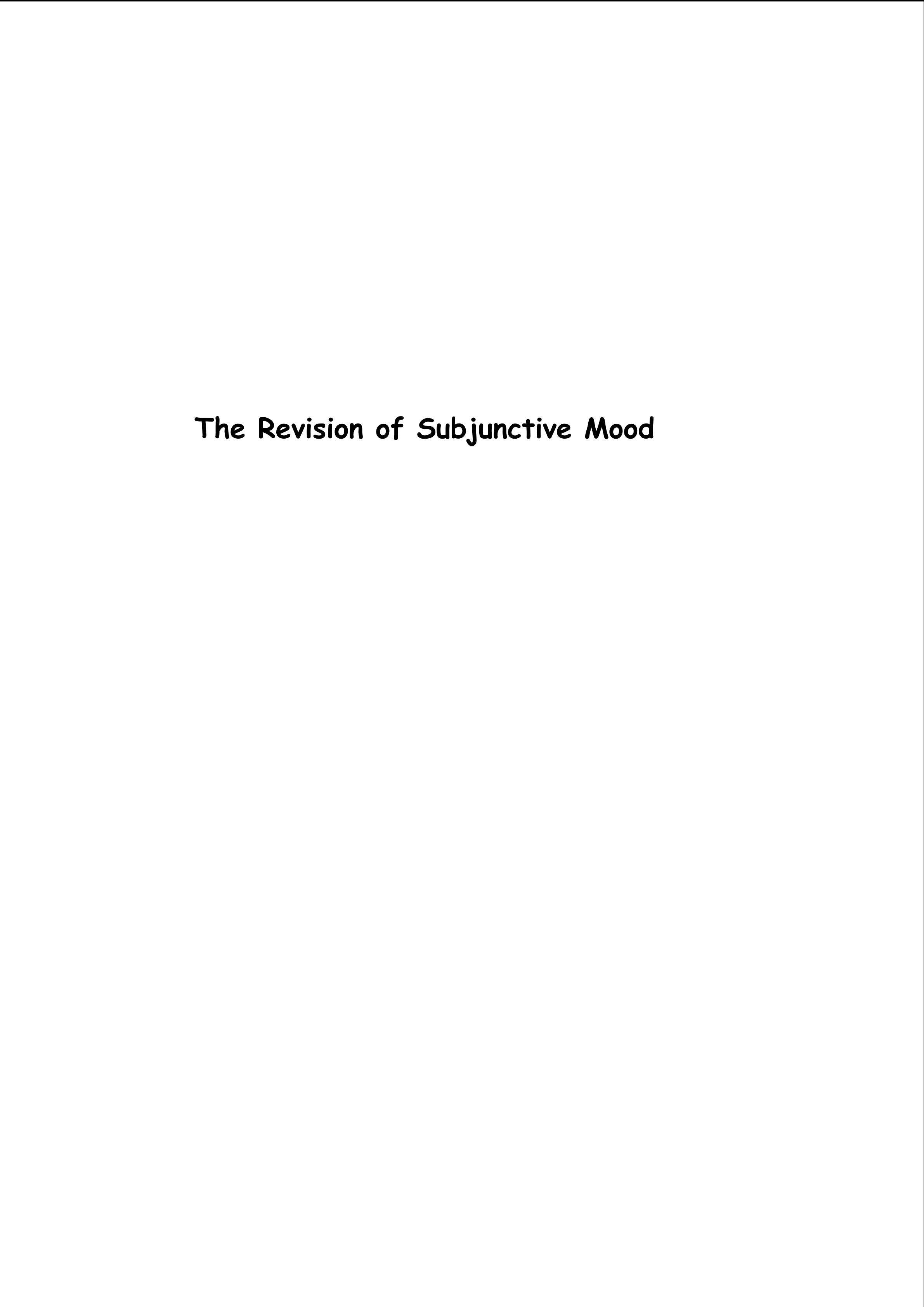 The Subjunctive Mood