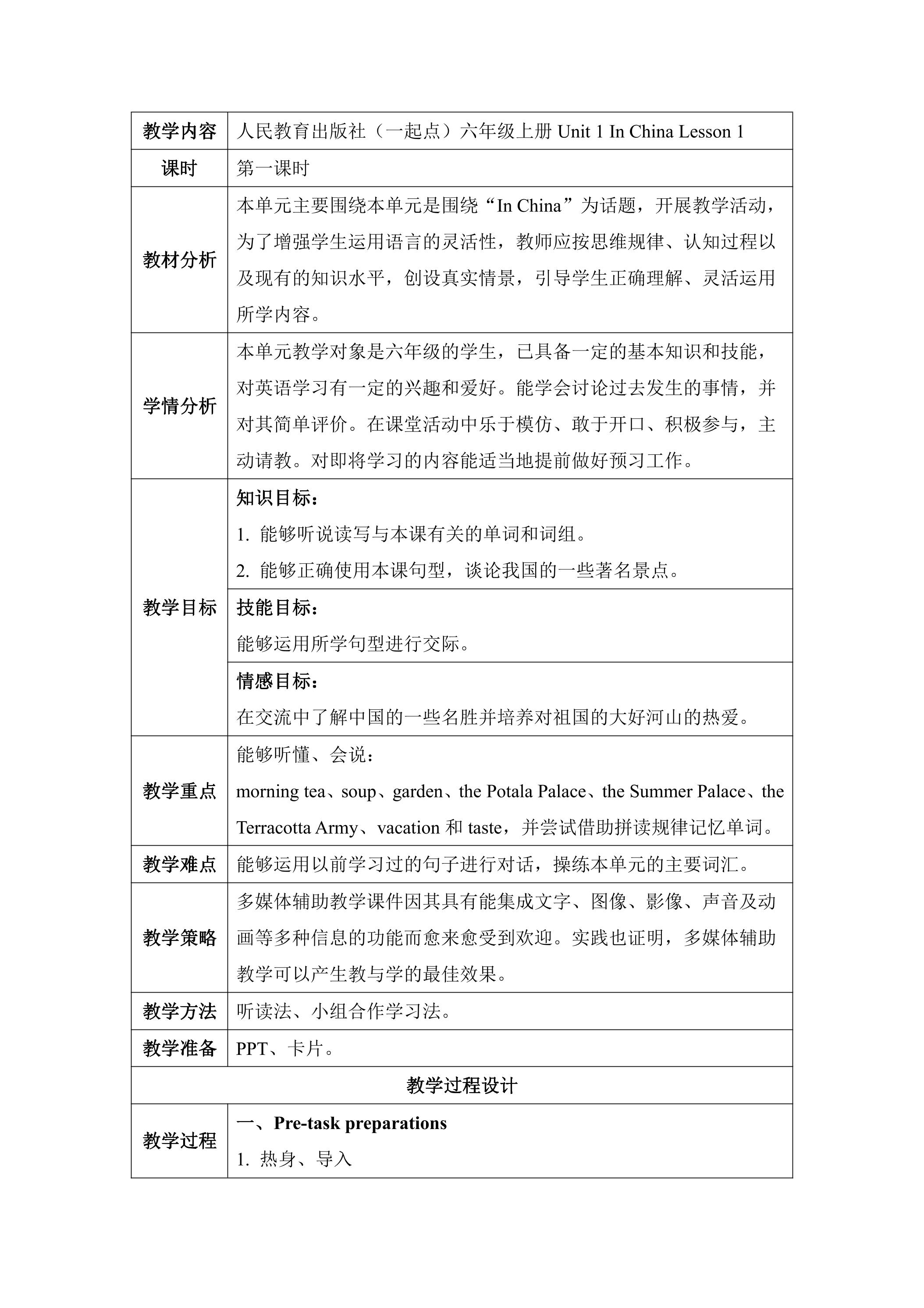【教案】六年级上册英语人教版新起点Unit 1《In China》（Lesson 1）02